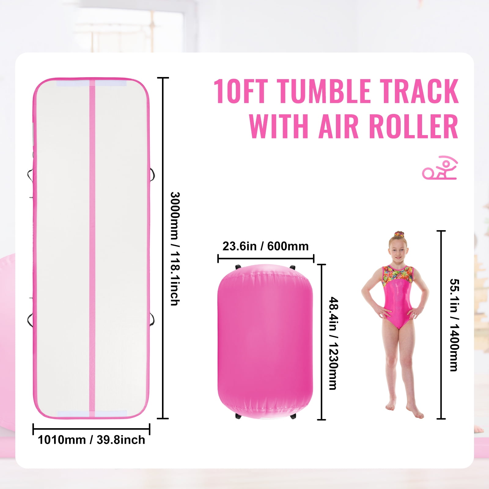 KFFKFF Air Track Set 2 Piece Inflatable Tumbling Gymnastics Gym Mat with Pump - Image 2