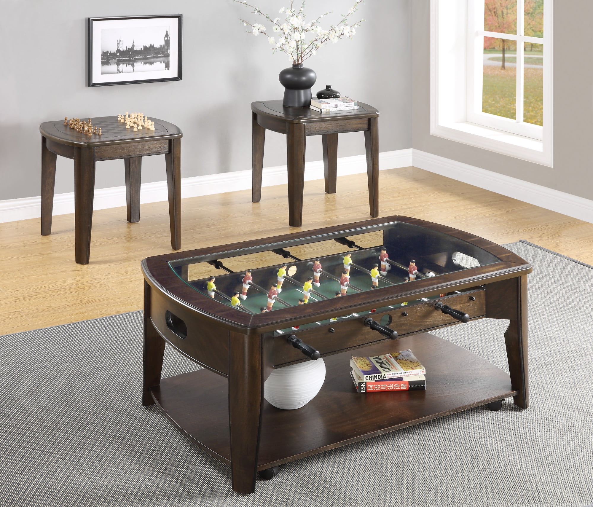 Steve Silver Diletta Wood Game End Table with Chessboard, Dark Walnut - Image 8