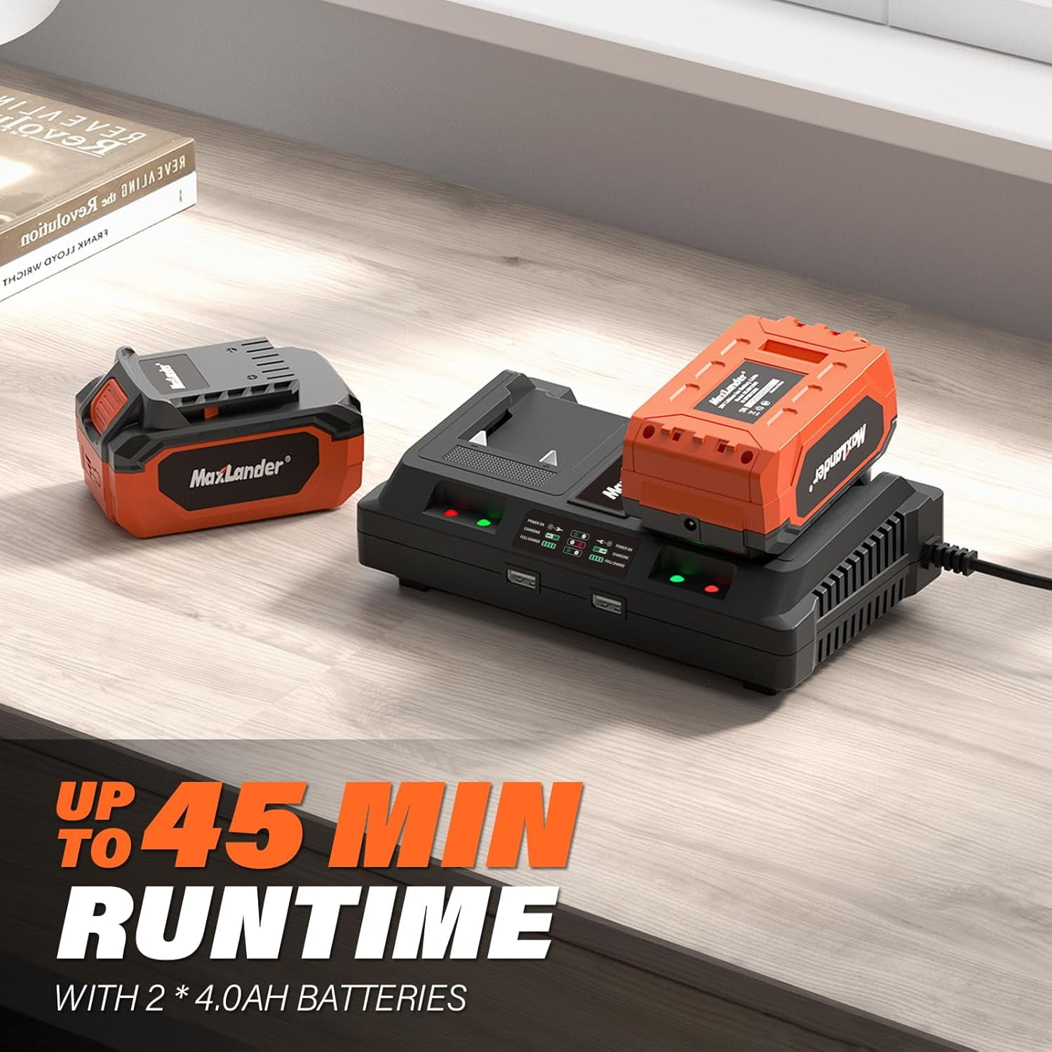 MAXLANDER Leaf Blower Cordless, 40V Electric Battery Powered Leaf Blower with 2 Pcs 4.0Ah Batteries and Charger Included - Image 7