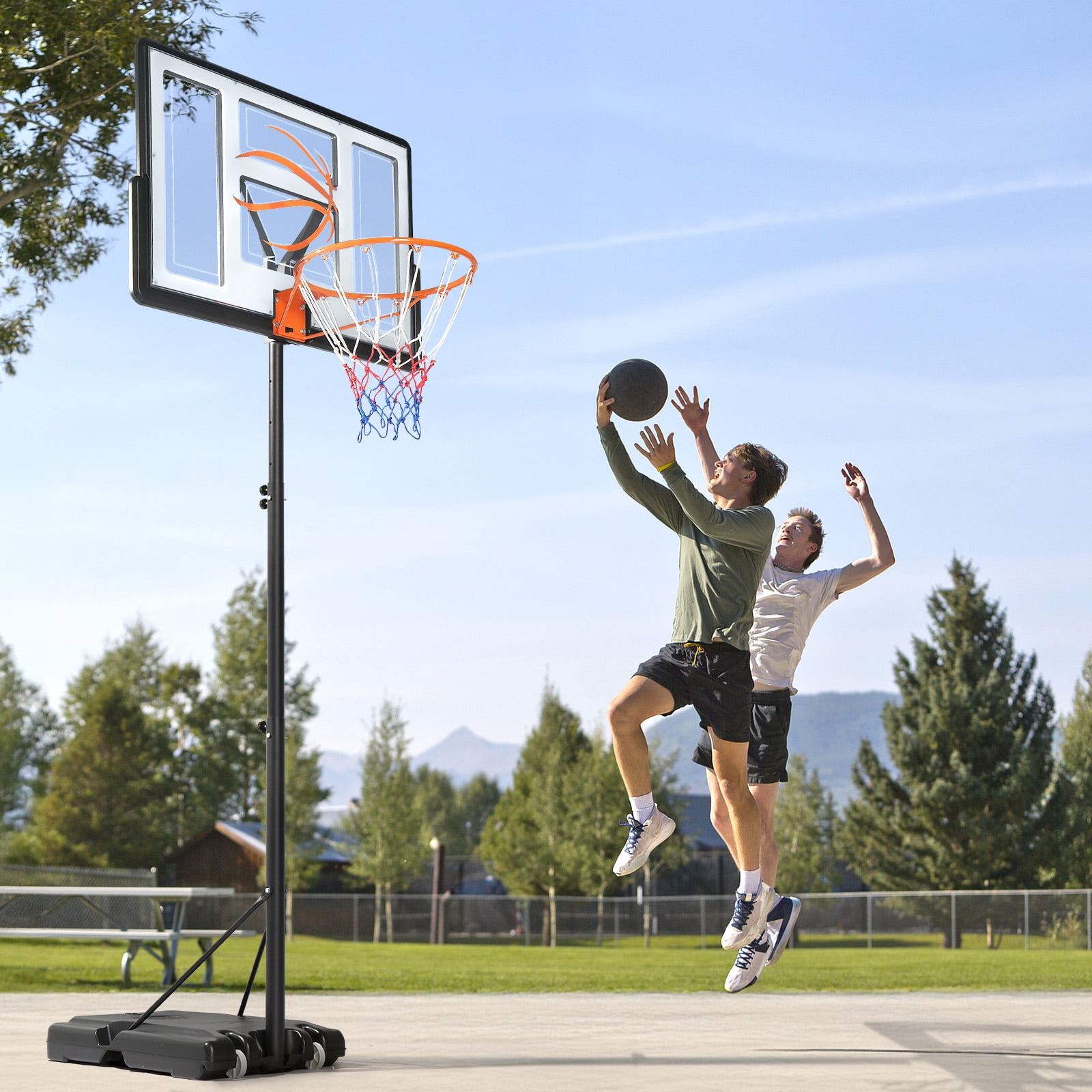 Ktaxon 44inch Portable Basketball Hoop Outdoor, Basketball Goal System 4.4-10ft Height Adjustable, Shatterproof Backboard,Gray Orange - Image 4