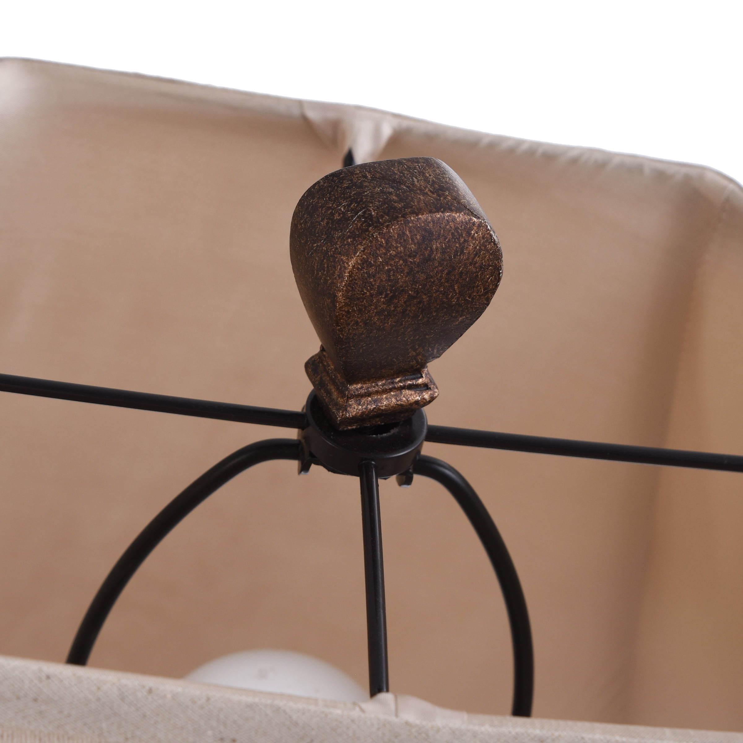 Austin Table Lamp - Bronze, Cream, Gold Leaf Finish - Taupe Fabric Shade - Image 2