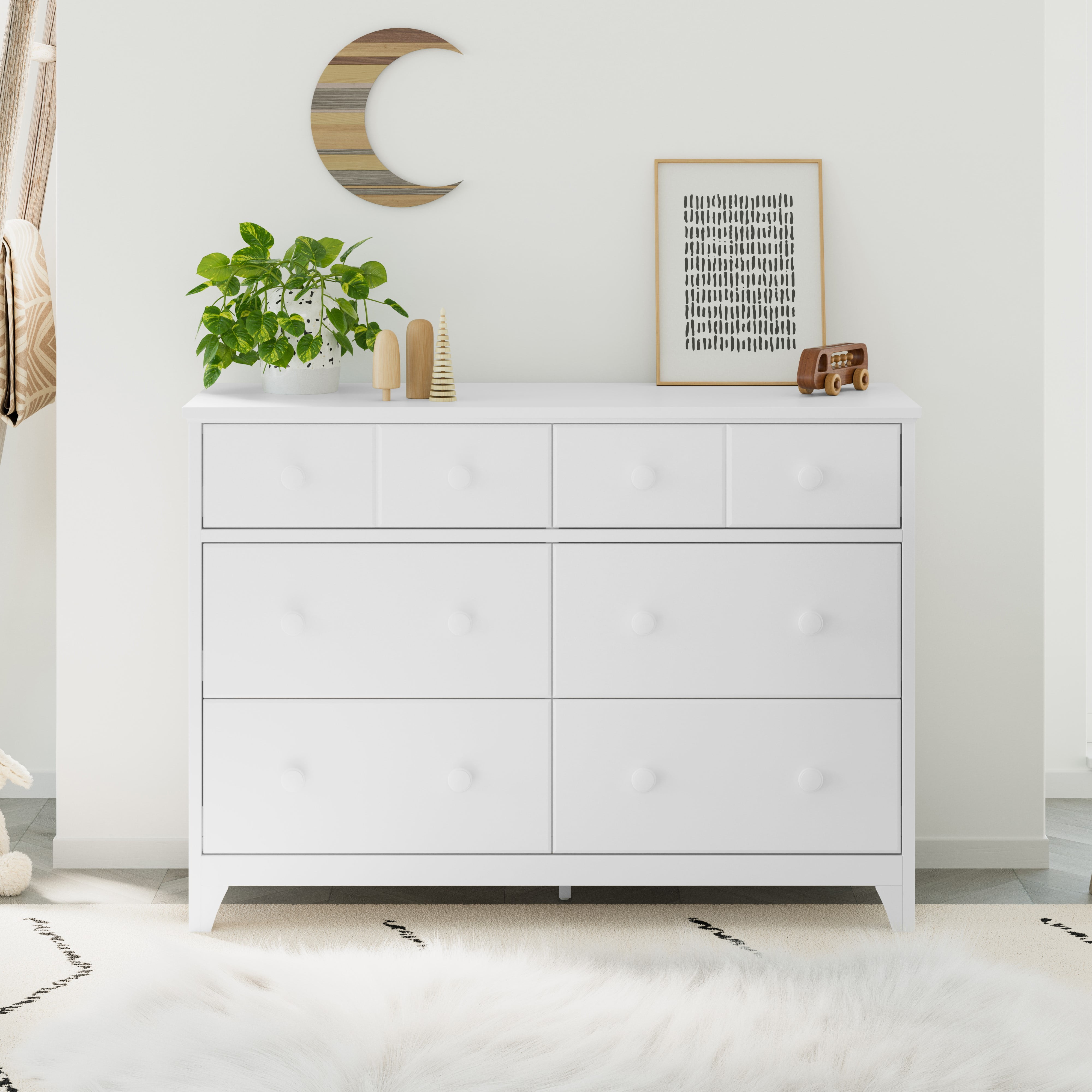 Storkcraft Moss 6 Drawer Nursery Double Dresser, White - Image 7