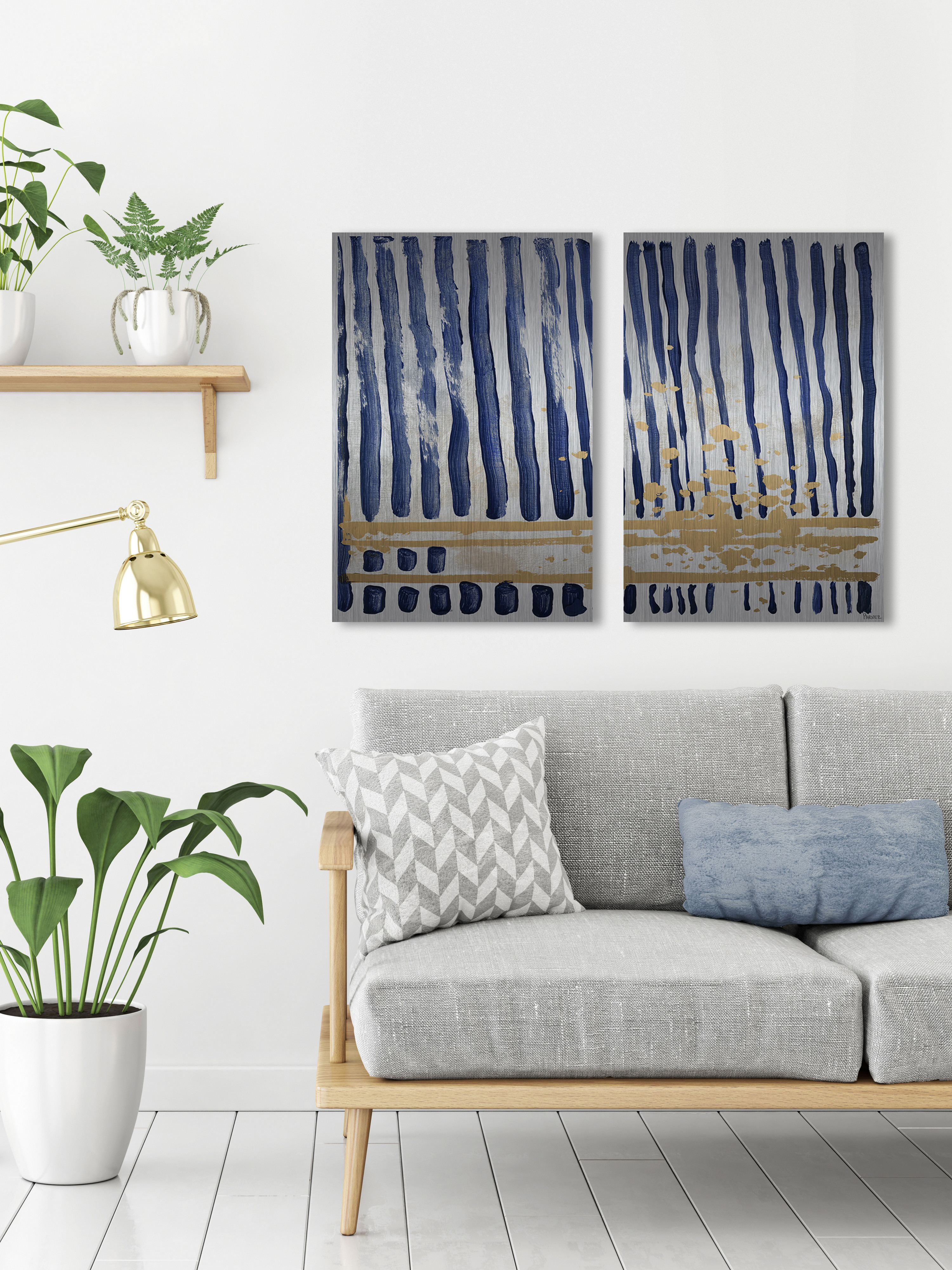 Blue Verticals Diptych - Image 2