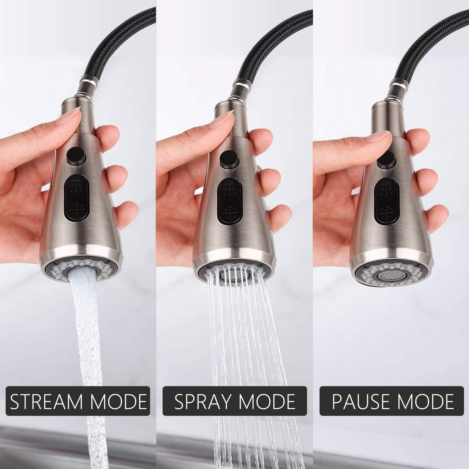 SkyGenius Pull Down Kitchen Faucet with Sprayer Single Handle Sink Faucet Brushed Nickel for Kitchen - Image 5