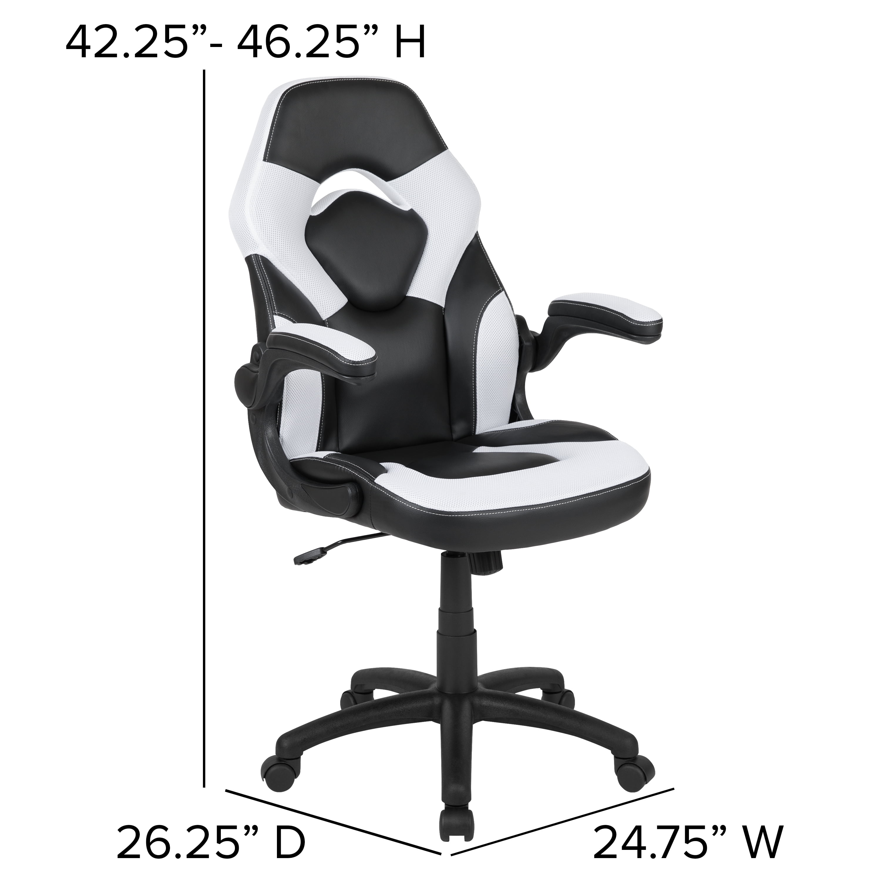 Flash Furniture Optis Black Gaming Desk and White/Black Racing Chair Set with Cup Holder, Headphone Hook, and Monitor/Smartphone Stand - Image 9
