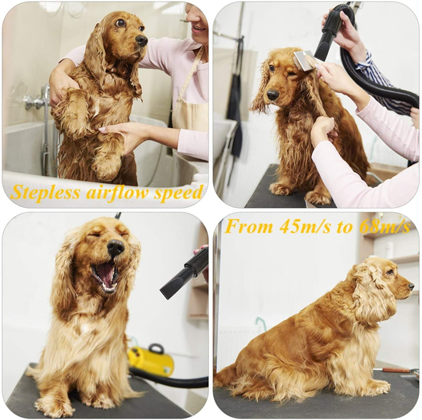 RichYa Professional Dryer for Large Dogs, Pet Hair Grooming Blower Blaster with Strong Power, Yellow - Image 4