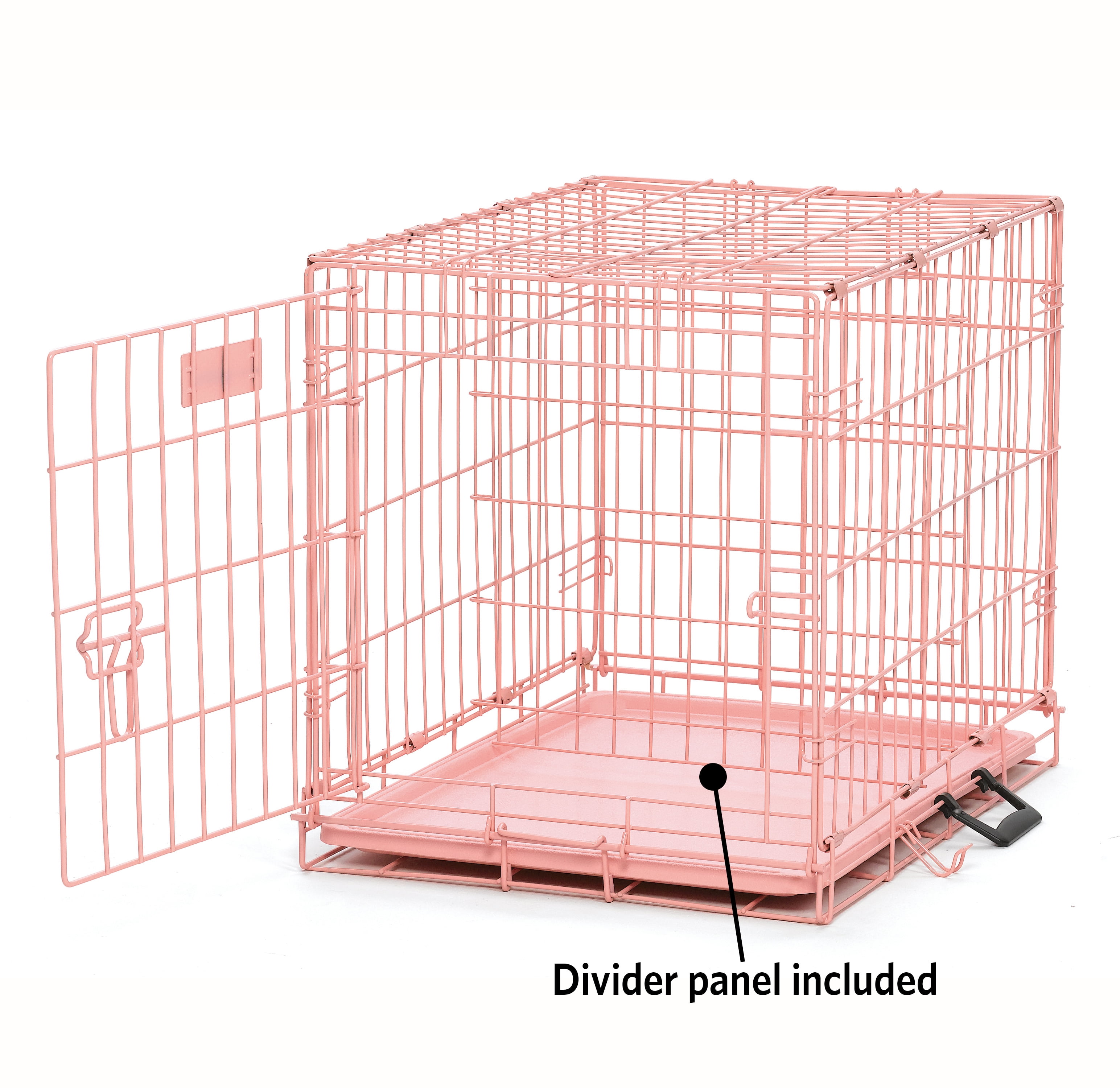 MidWest iCrate Folding Metal Dog Crate, Divider Panel, Floor Protecting feet, Leak-Proof Dog Pan , 24L x 18W x 19H, Pink - Image 2