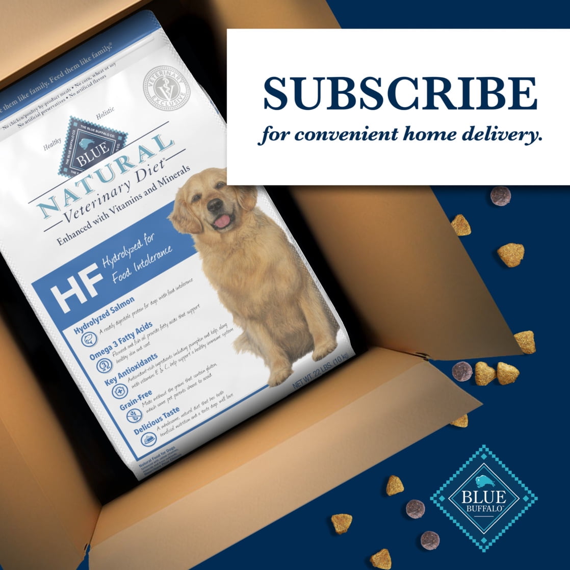 Blue Buffalo Veterinary Diet HF Hydrolyzed Food Intolerance Dry Dog Food, Salmon, 6-lb. Bag - Image 3