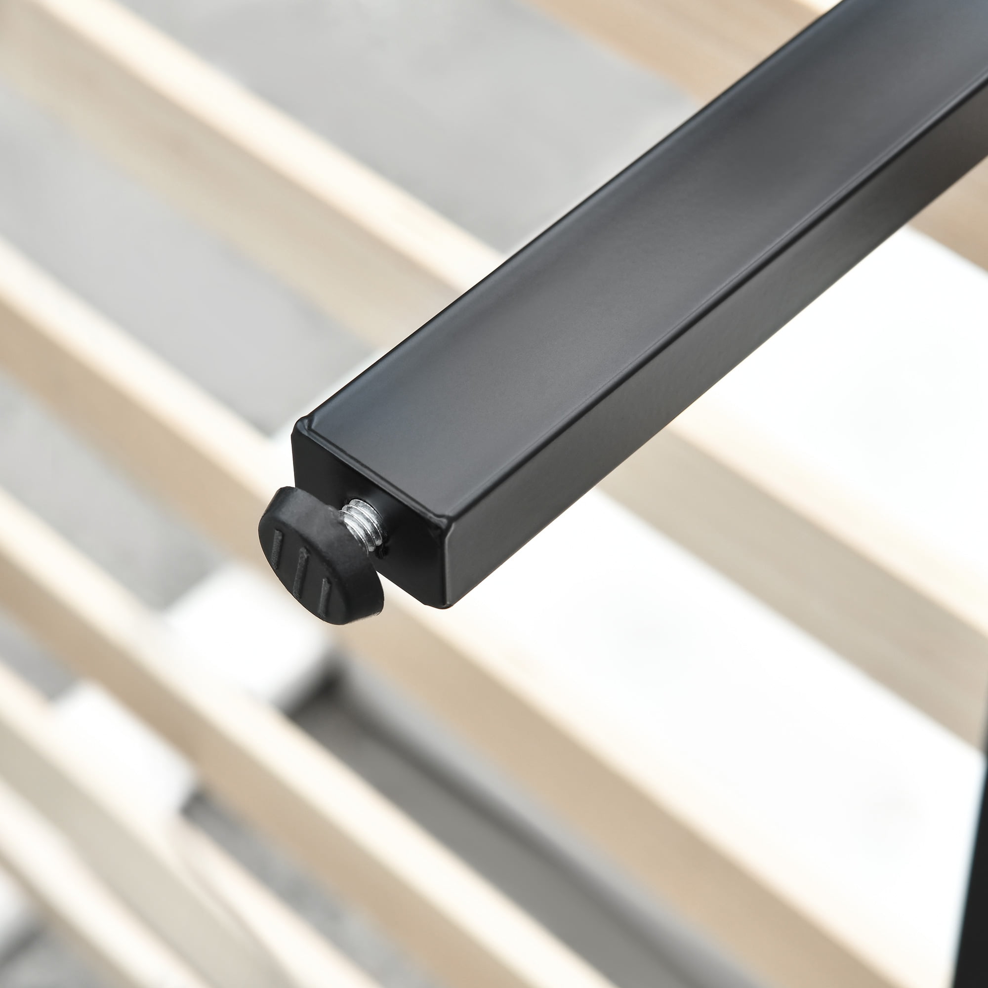 Dextrus King Size Platform Bed Frame with Tufted Upholstered Headboard, Beige - Image 6