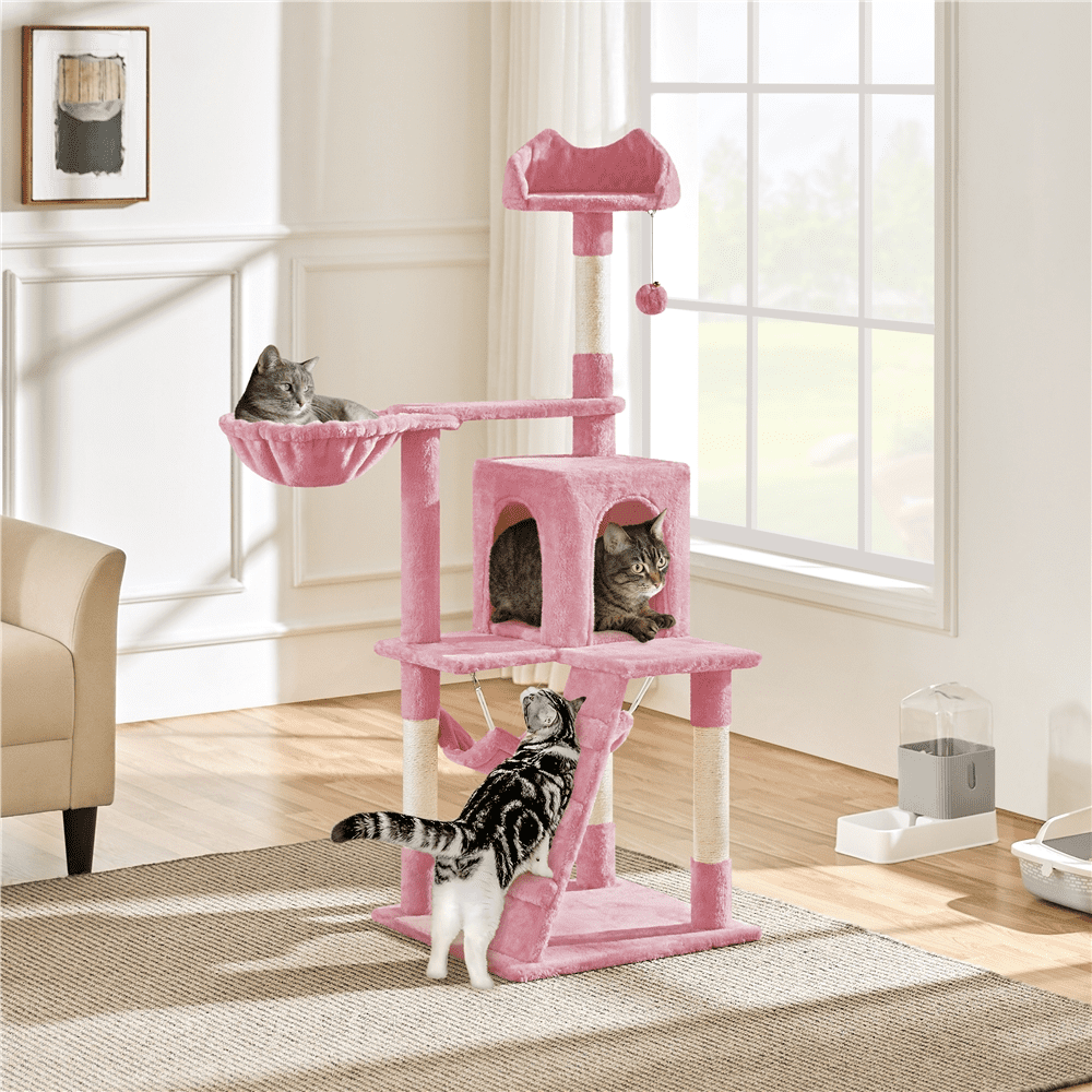 Renwick 54" Multilevel Cat Tree with Condo, Pink - Image 2