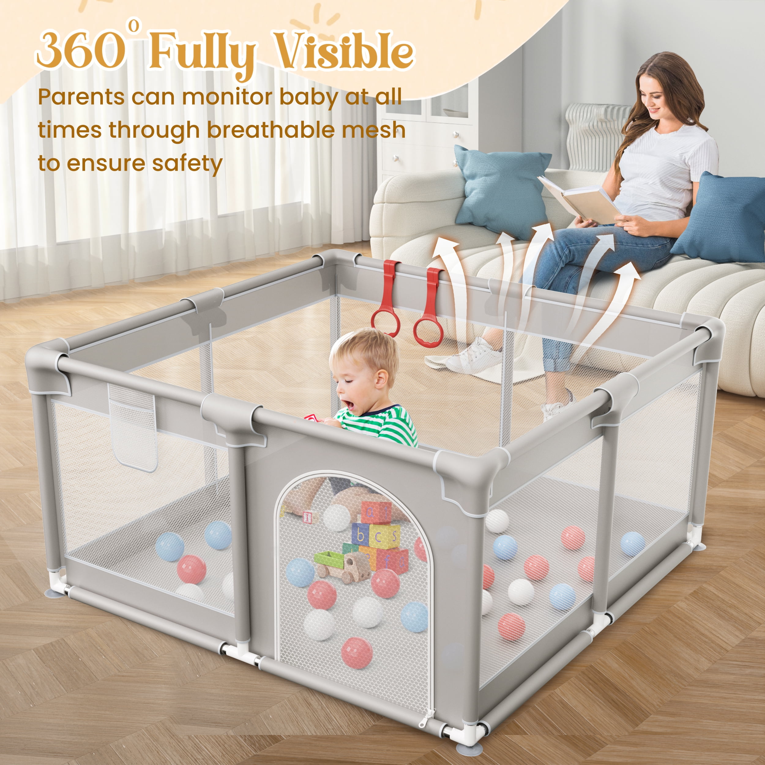 RELOIVE Baby Playpen, 50x50 inch Large Playpen for Babies and Toddlers Sturdy Safety Baby Play Yard with Breathable Mesh Baby Activity Center Play Pen for Indoor & Outdoor - Image 14