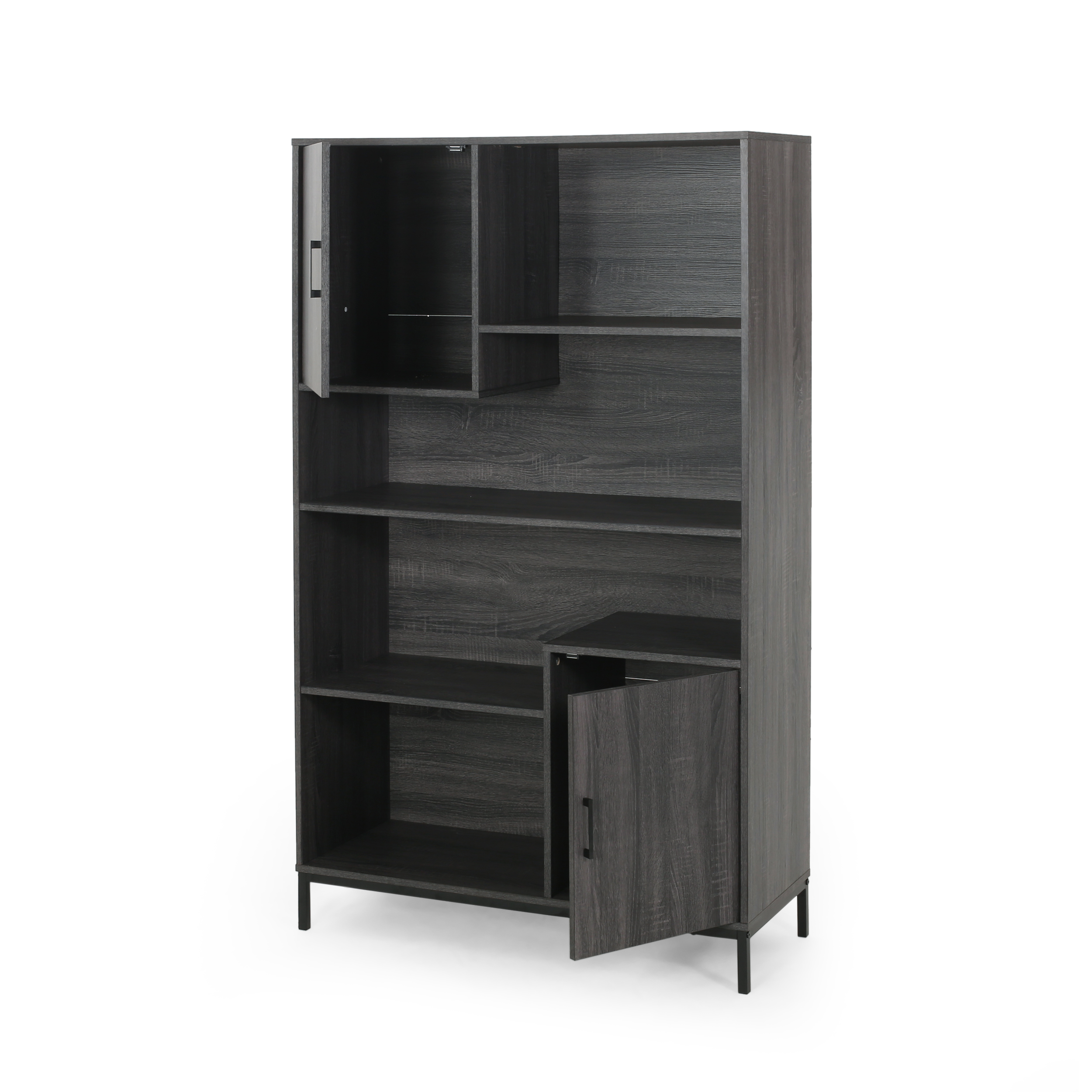 Noble House Lumiere Contemporary Faux Wood Cube Unit Bookcase, Dark Gray and Black - Image 10