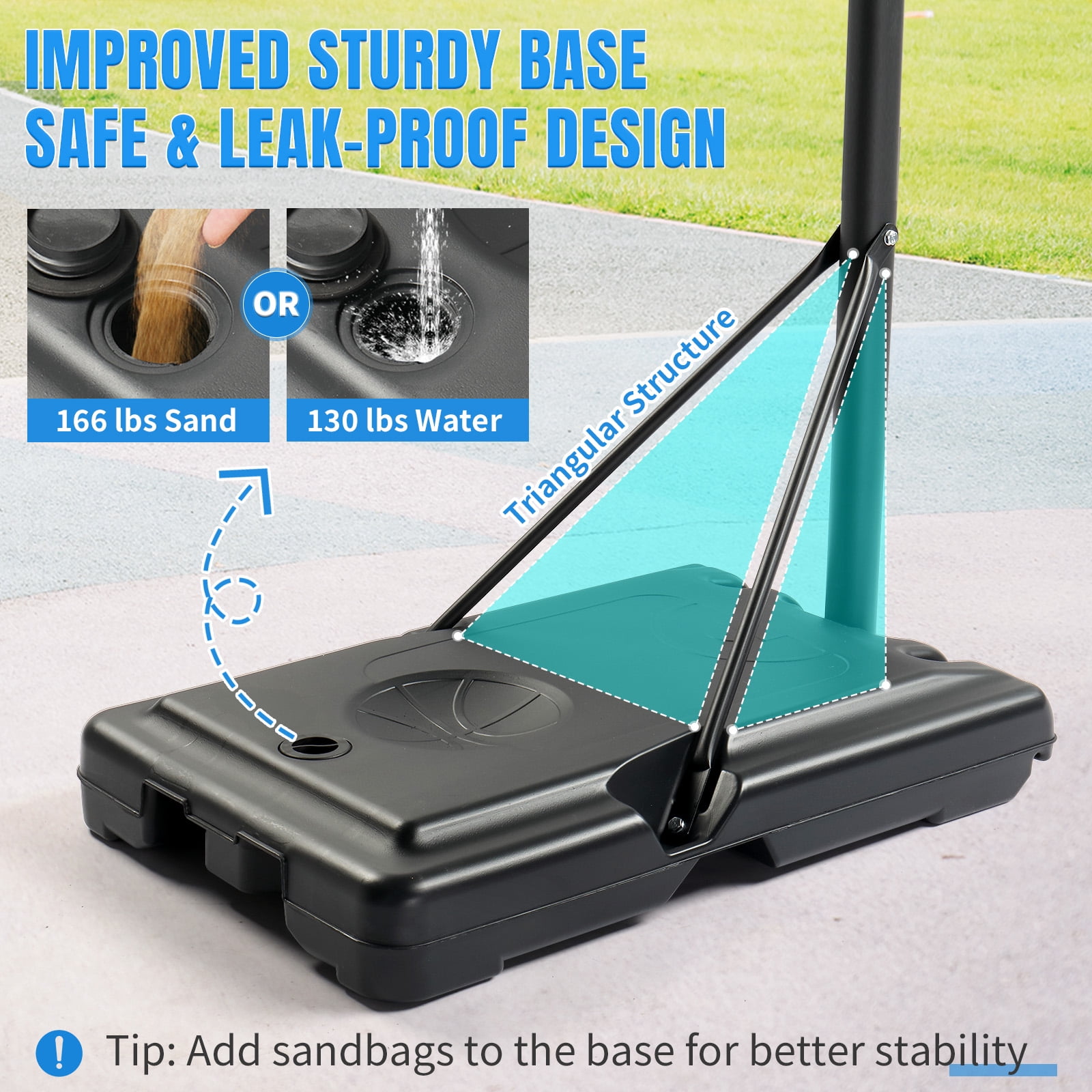 Ktaxon 44inch Portable Basketball Hoop Outdoor, Basketball Goal System 4.4-10ft Height Adjustable, Shatterproof Backboard,Gray Orange - Image 2