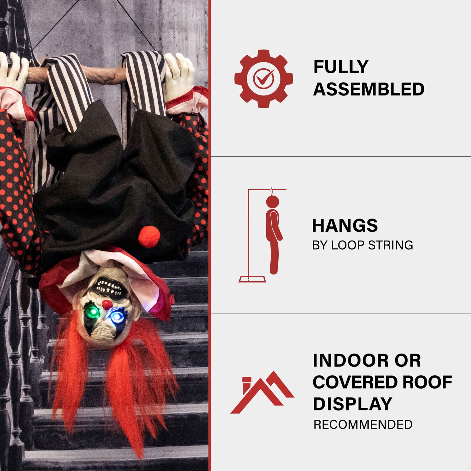 Haunted Hill Farm Clown Trapeze Animatronic with Lights and Sound - Image 7