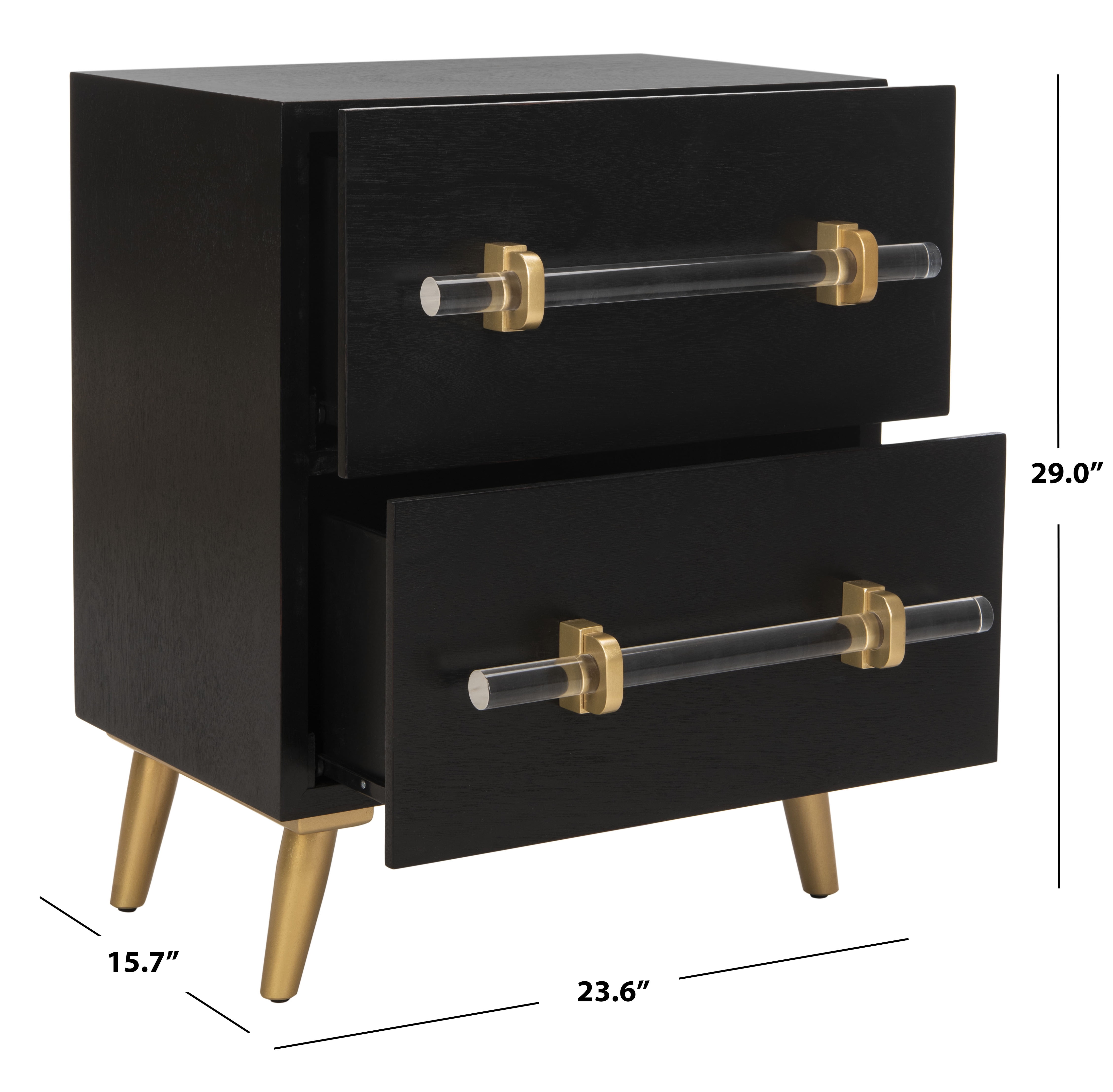 SAFAVIEH Sienne 2-Drawer Modern Contemporary Nightstand, Black - Image 5