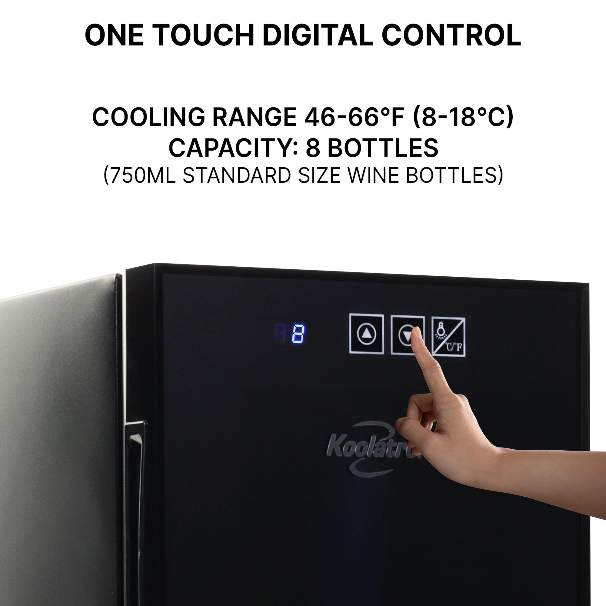Koolatron 8 Bottle Wine Cooler, Black, Thermoelectric Wine Fridge, 0.8 cu. ft. (23L), Freestanding Wine Cellar, Red, White and Sparkling Wine Storage for Small Kitchen, Apartment, Condo, RV - Image 6