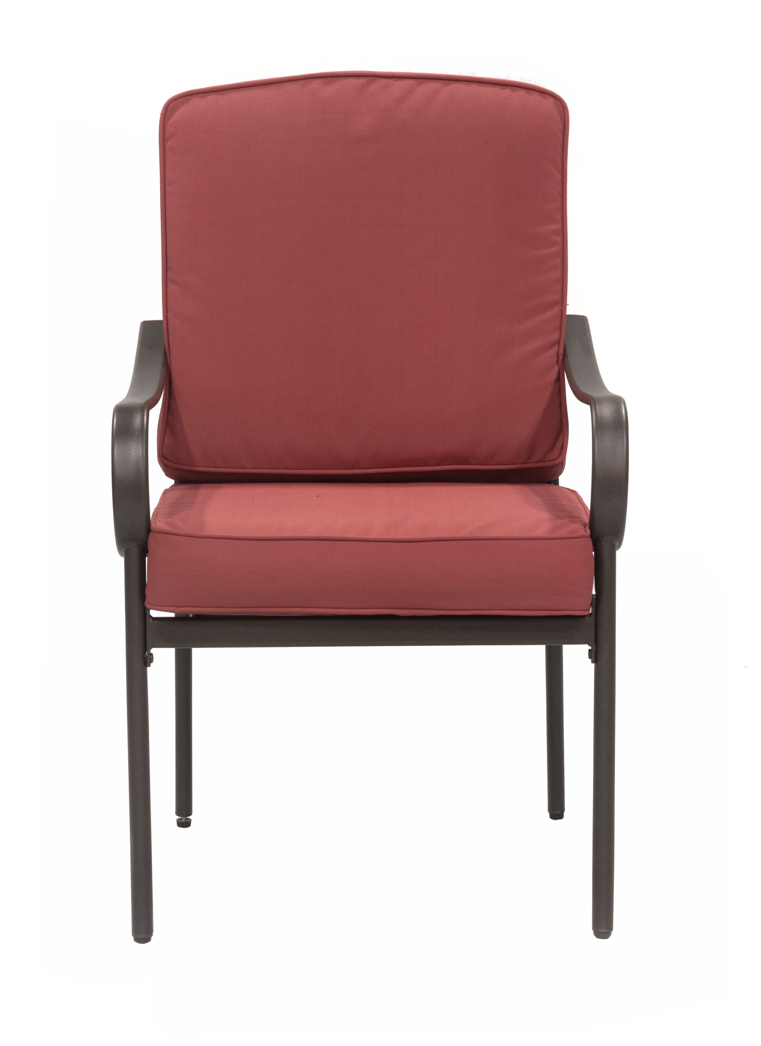 Outdoor Patio Garden Furniture Augusta 5-Piece Dining Set with 4 Cushioned Chairs, 1 Square Dining Table - Red - Image 4