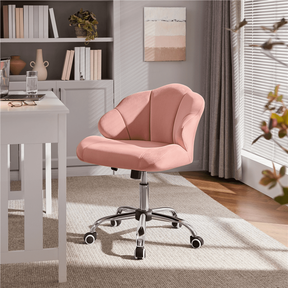 Alden Design Modern Adjustable Desk Chair with Rolling Wheels for Home Office, Pink - Image 8