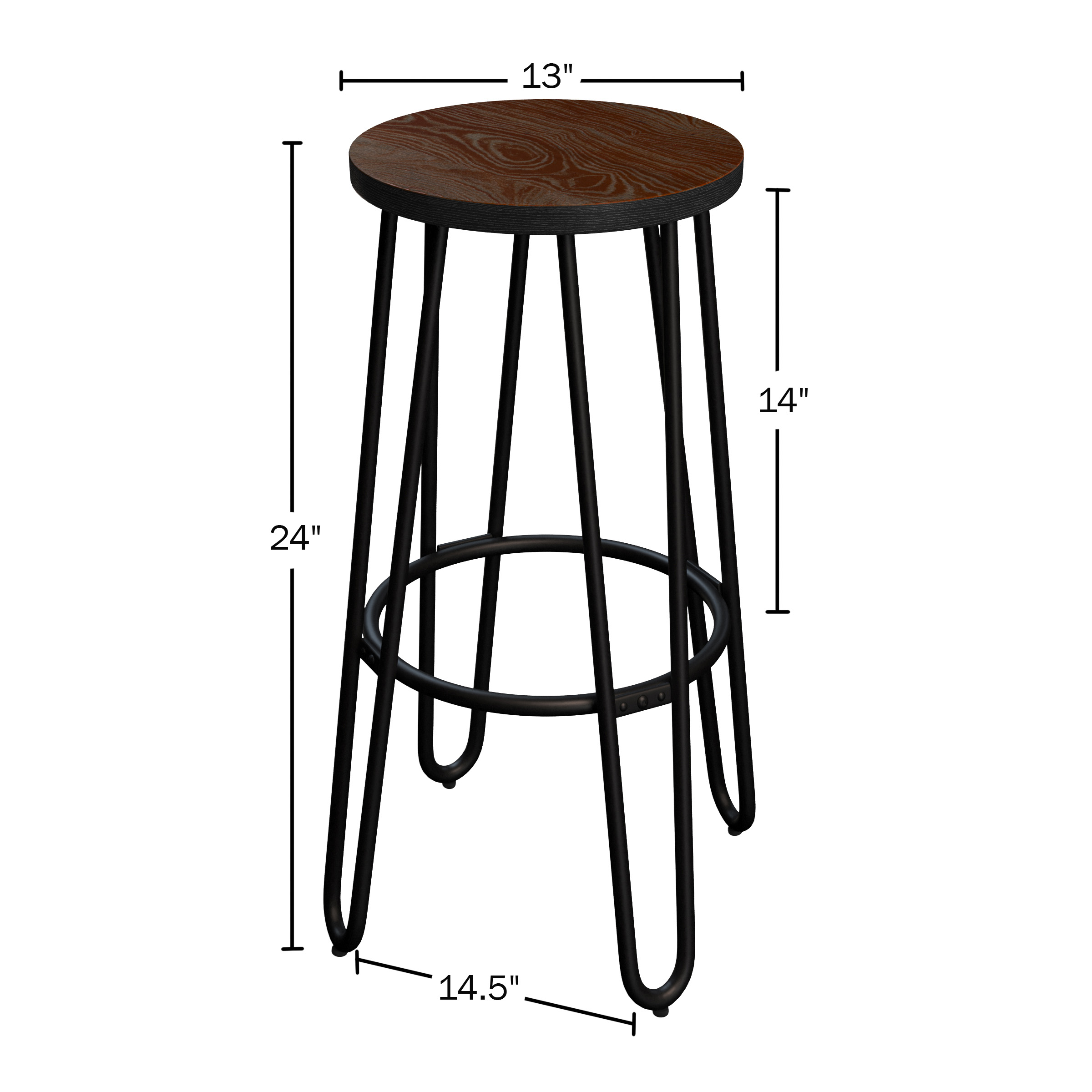 Lavish Home Set of Two 24-Inch Backless Bar Stools with Hairpin Legs - Image 6