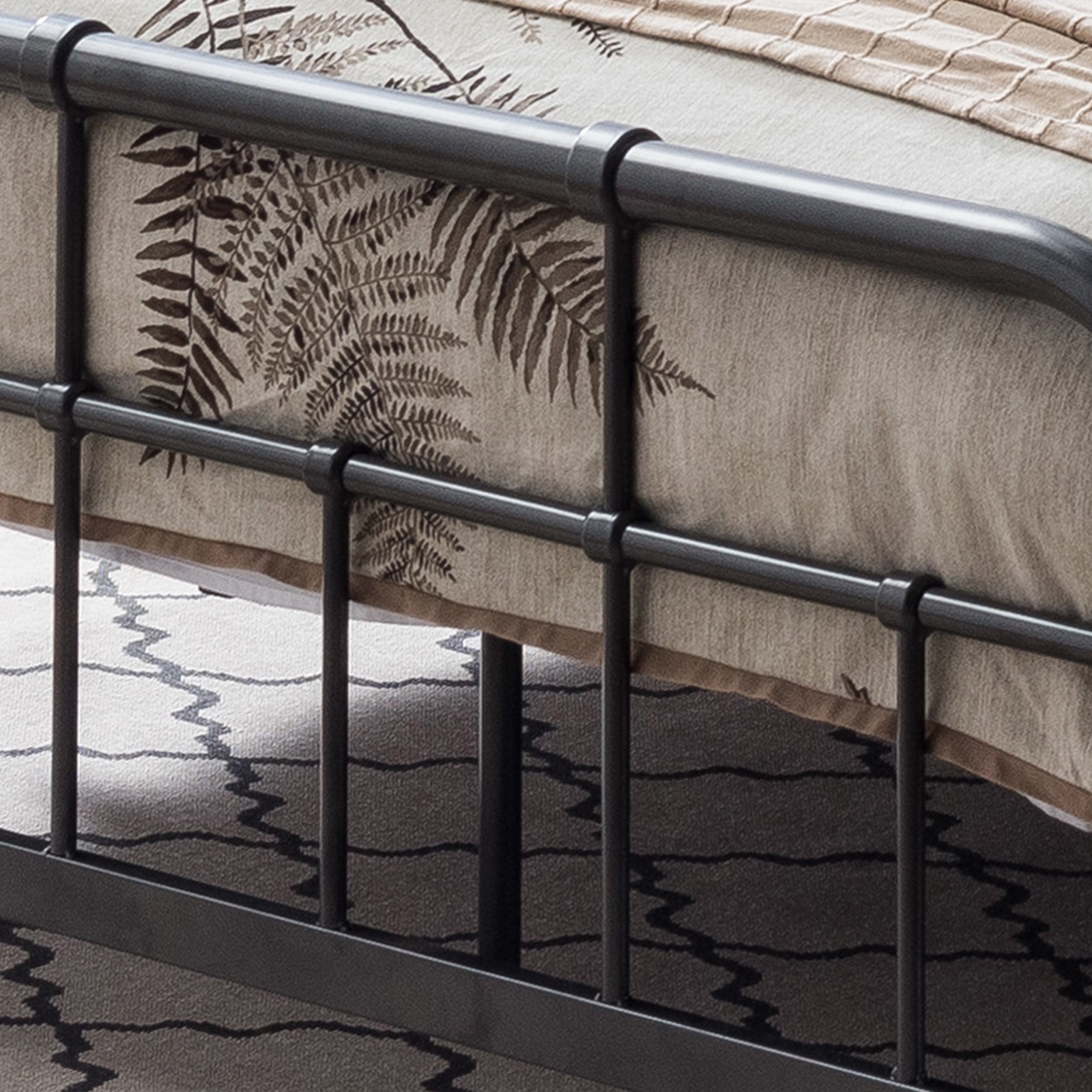 Noble House Khari Industrial Style Queen-Size Iron Minimal Bed Frame, Charcoal Gray - Image 4