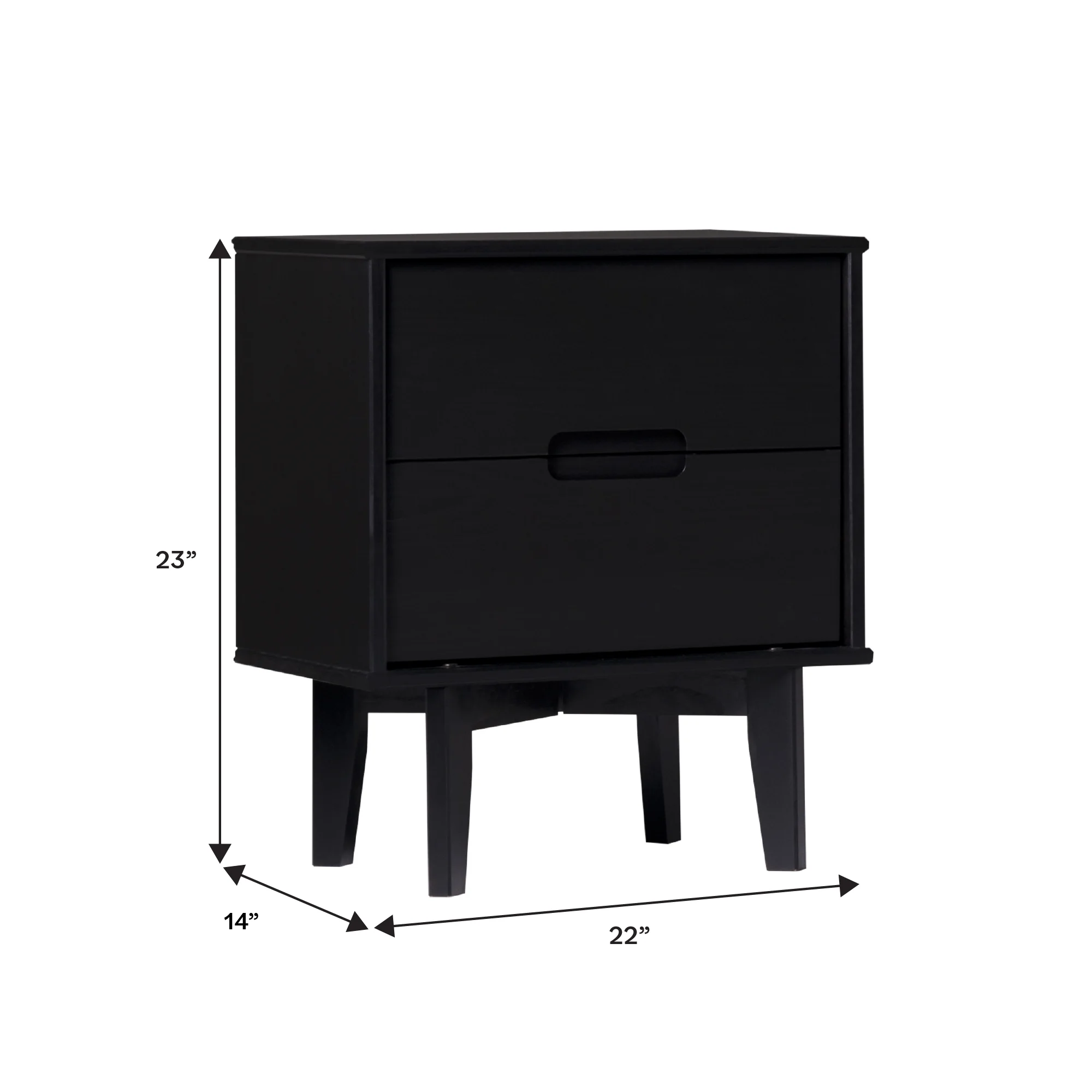 Walker Edison Set of 2 Mid-Century Modern 2-Drawer Nightstands, Black - Image 10