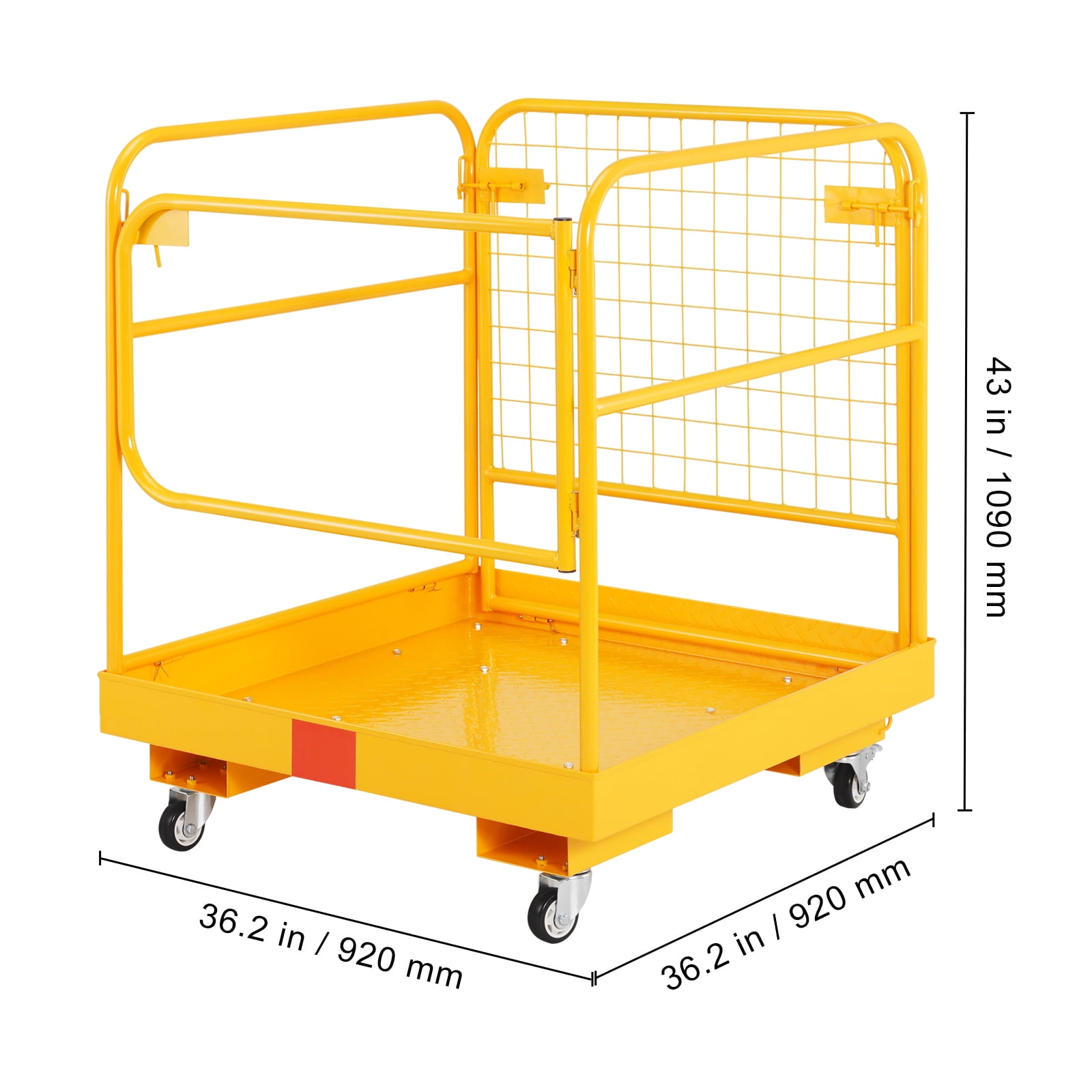 VEVOR Forklift Safety Cage Work Platform 36x36 in 1200lbs with Wheels for Aerial - Image 7