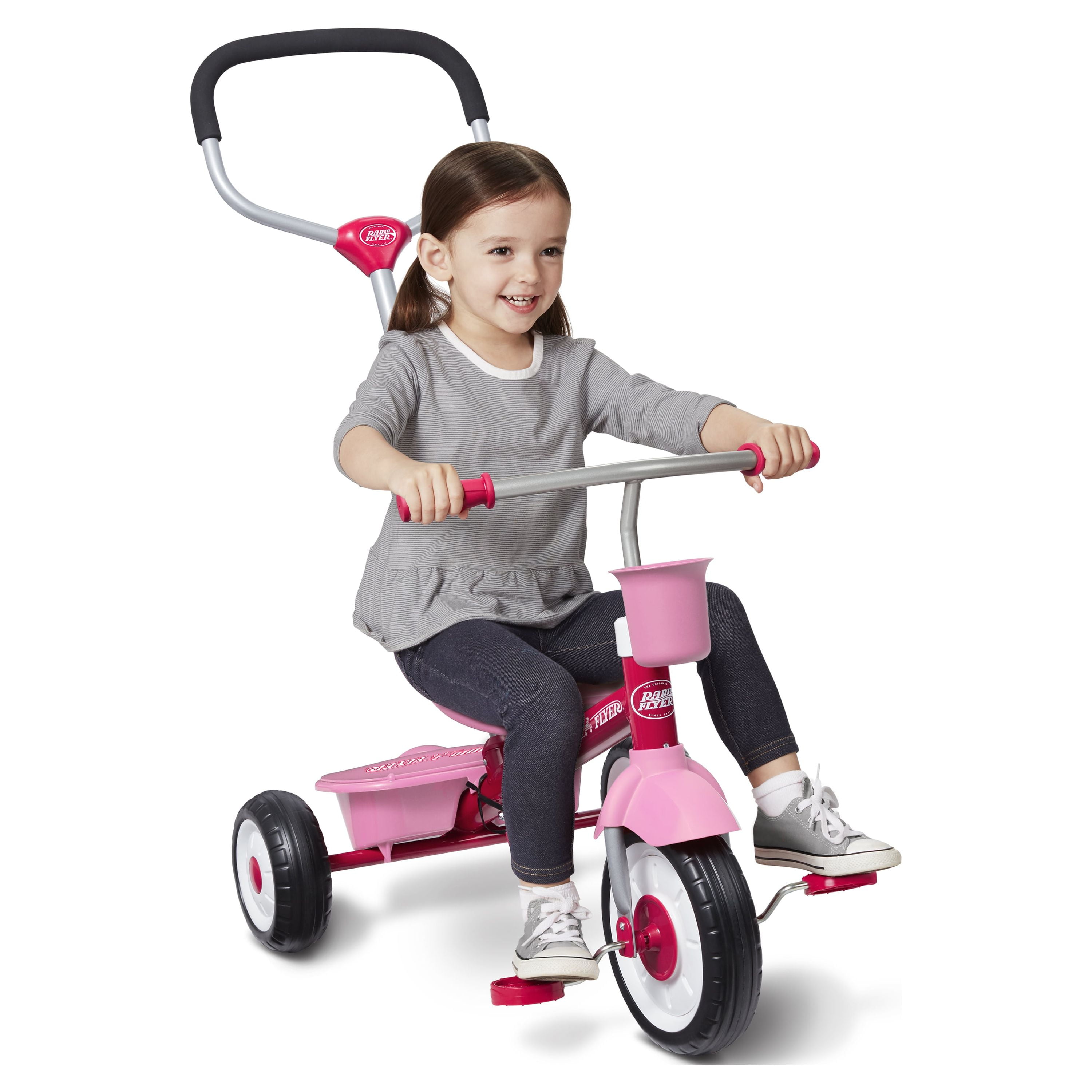 Radio Flyer 4-in-1 Stroll 'N Trike Infant and Toddler Tricycle Stroller, Pink - Image 11