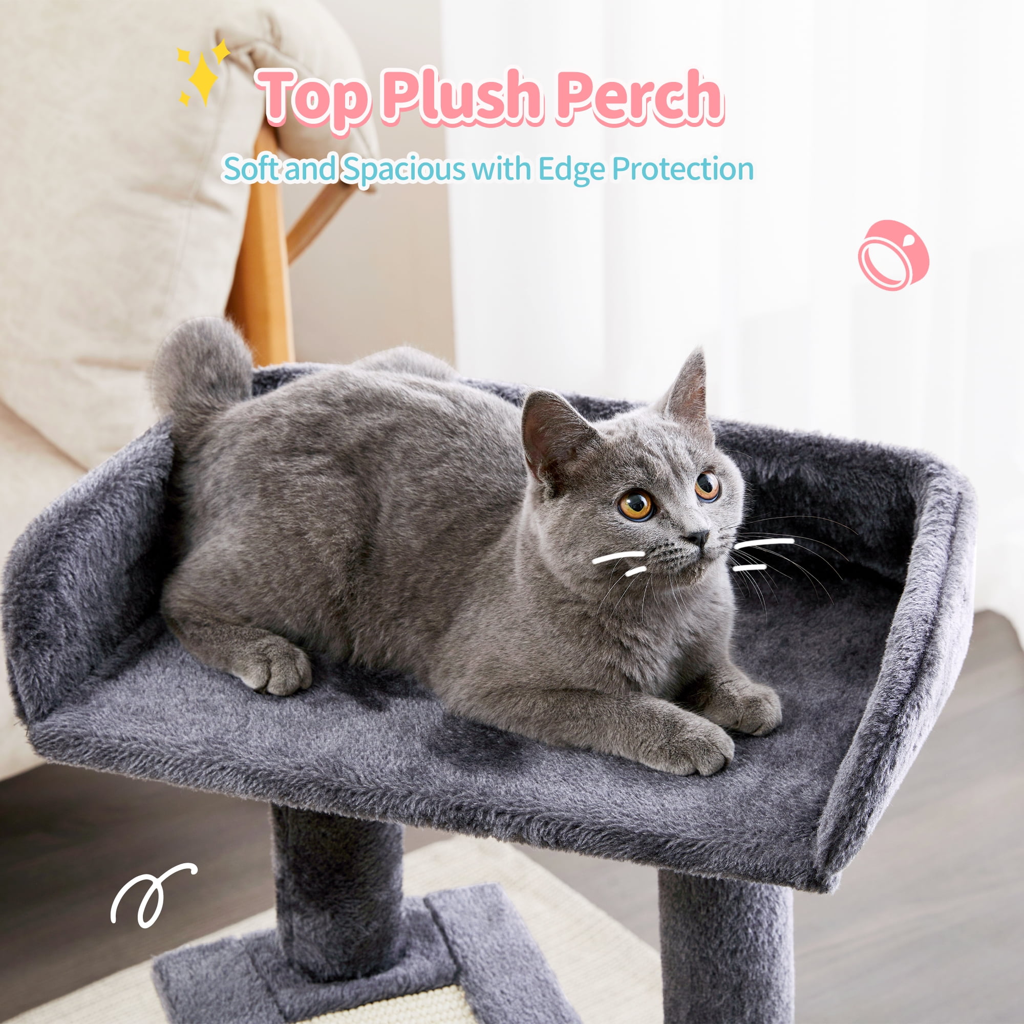 Made4Pets 29" High Multi-Level Climbing Furniture Carpet Cat Tree for Indoors Cats, Dark Grey - Image 8