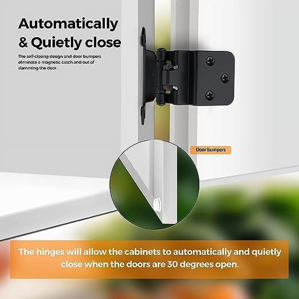 Ravinte 60 Packs 30 Pairs 3/8" Inset Inset Cabinet Hinges Matte Black Self Closing Hinges for Kitchen Cabinets & Doors - Image 7