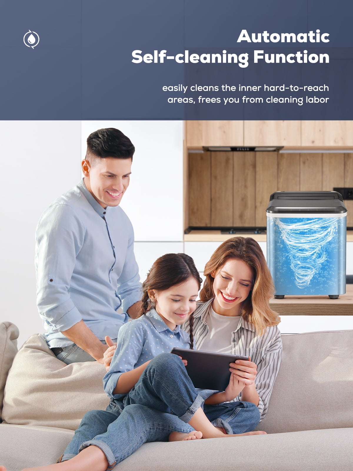 FOHERE Ice Maker Countertop 2 Sizes, 28lbs in 24h, 9 Bullet Ice in 6M, Selfclean, Stainless Steel - Image 4