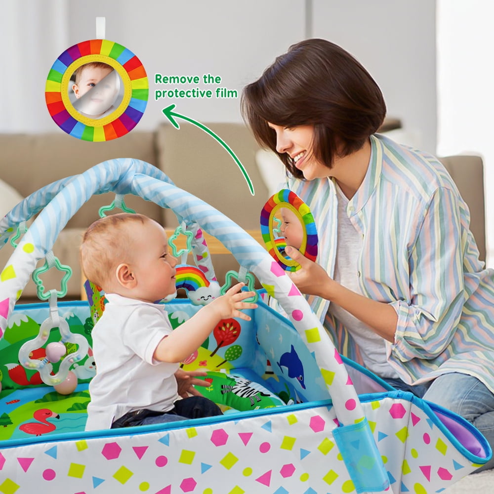 Dr.Rapeti Baby Play Gym Mat with Ball Pit 47x40 inches Colorful Animal Planet Style Activity Gym Center Tummy Time Mat for Newborn Infant Baby Toddler - Image 3