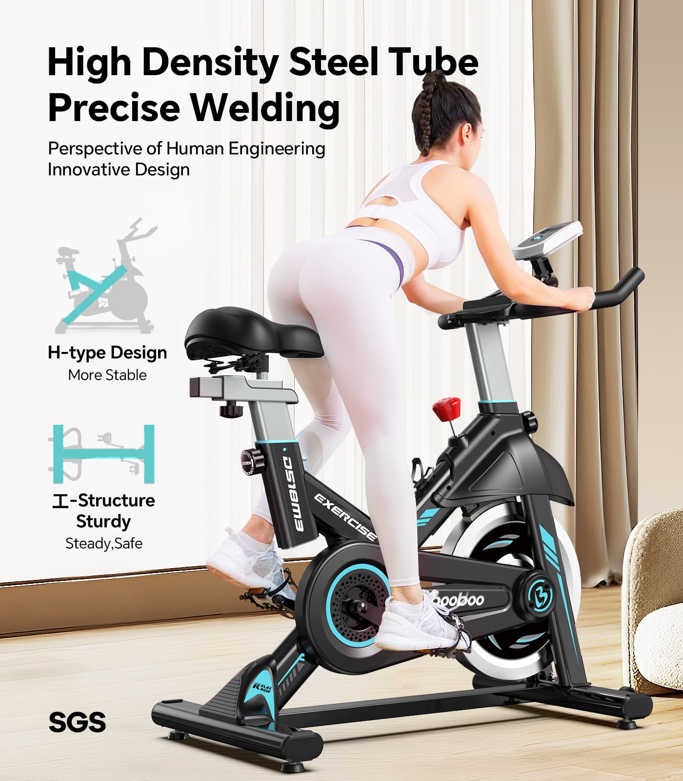 Pooboo Professional Indoor Cycling Bike Stationary Exercise Bikes Home Cardio Workout Bicycle Machine 350lb Flywheel Weight 40lbs - Image 2