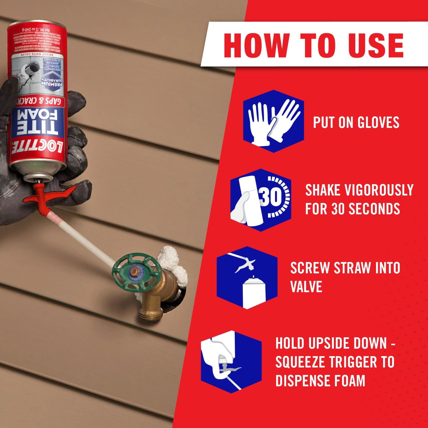 Loctite Tite Foam Insulating Foam Sealant Gaps & Cracks, Pack of 1, White 12 oz Can - Image 7