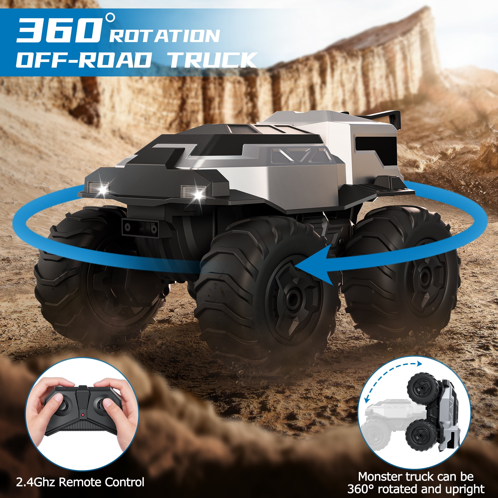 AUOSHI 1:16 Amphibious Remote Control Car Off-Road Pick-up Truck, 4WD Waterproof RC Cars Hobby 2.4GHz RC Trucks Toys for All Terrain, Vehicles Kids Gifts for Boys/Girls Age 6 7 8 9 10-12+ - Image 5