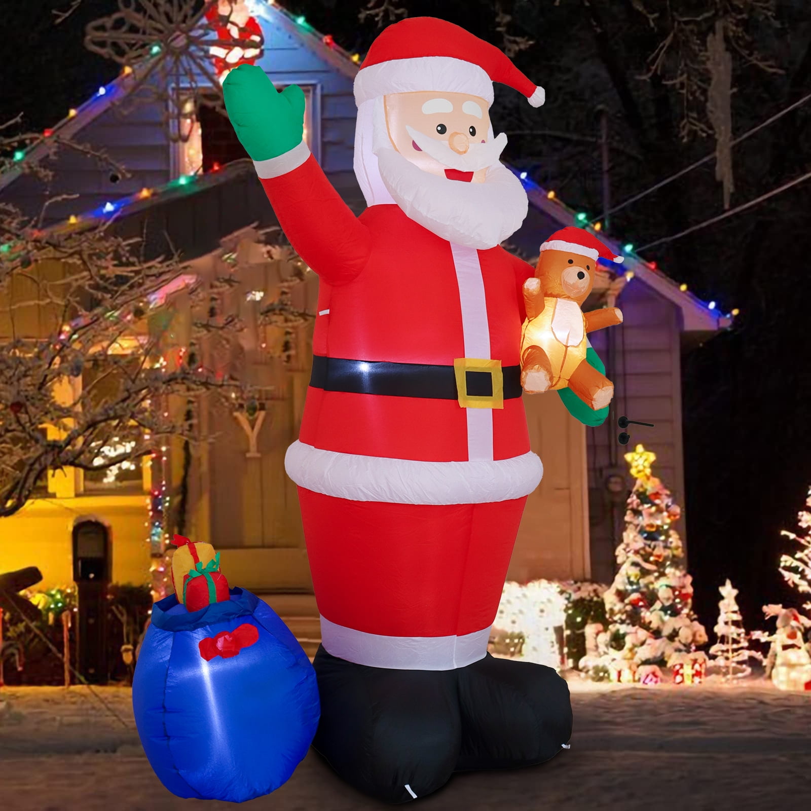 DAKIMOE 7 ft Tall Christmas Inflatable Santa Claus with Gift Bag and Bear Lights Outdoor Indoor Holiday Party Decorations Blow up Lawn Inflatables for Xmas Décor Home Family Decor Yard Patio - Image 7