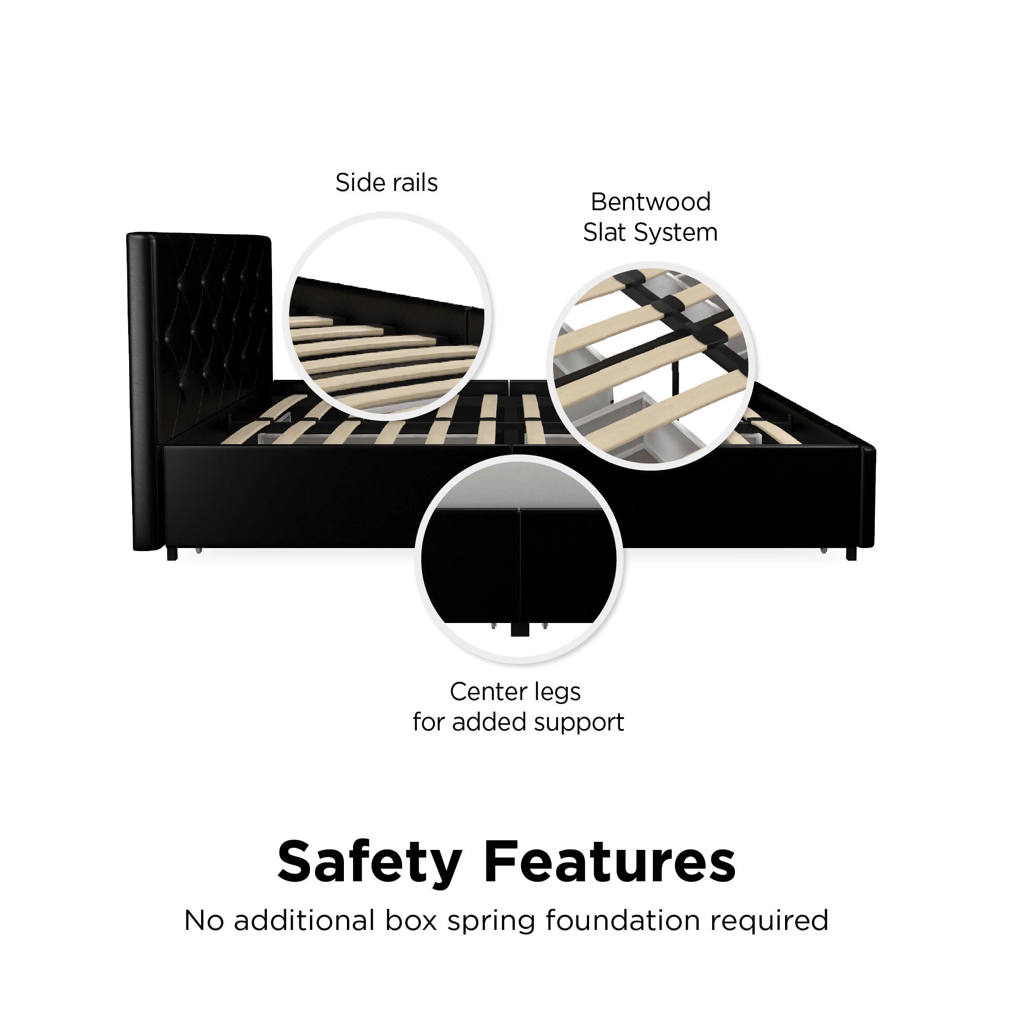 DHP Dakota Tufted Upholstered Storage Bed Frame, Queen, White Faux Leather - Image 17