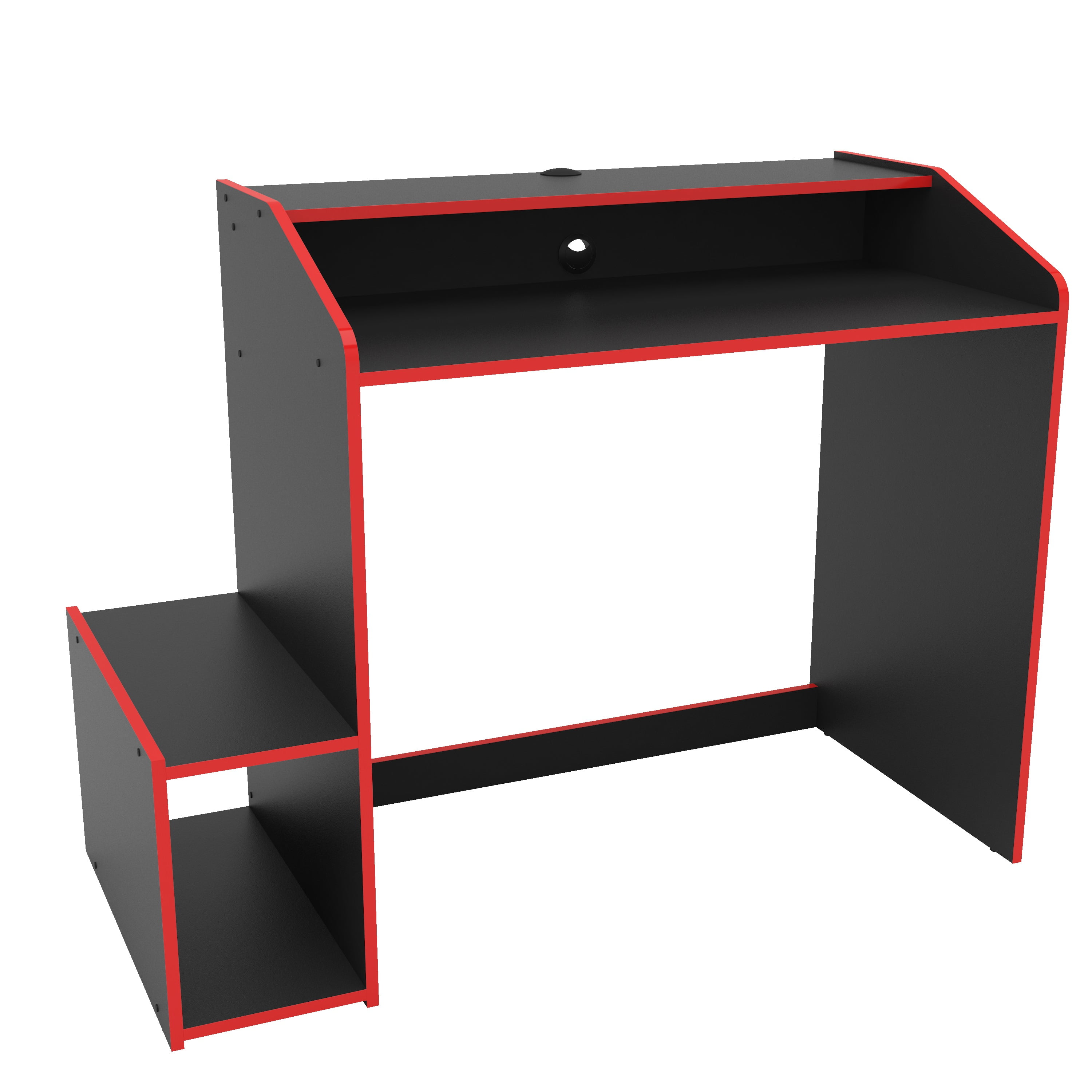 Polifurniture Legend 45.5 in. Computer Gaming Desk with Storage, Black and Red - Image 4