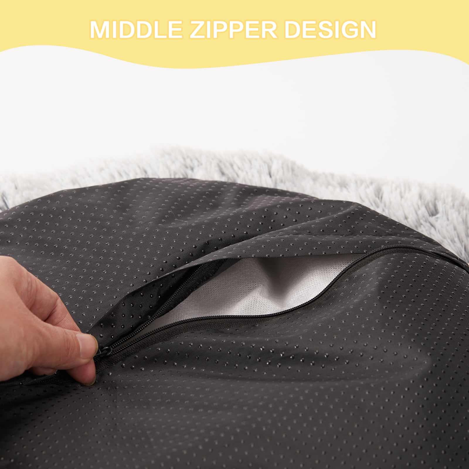 Bedfolks Calming Donut Dog Cuddler Bed, 36" Round Plush Pet Bed for Large Dogs, Dark Grey - Image 6