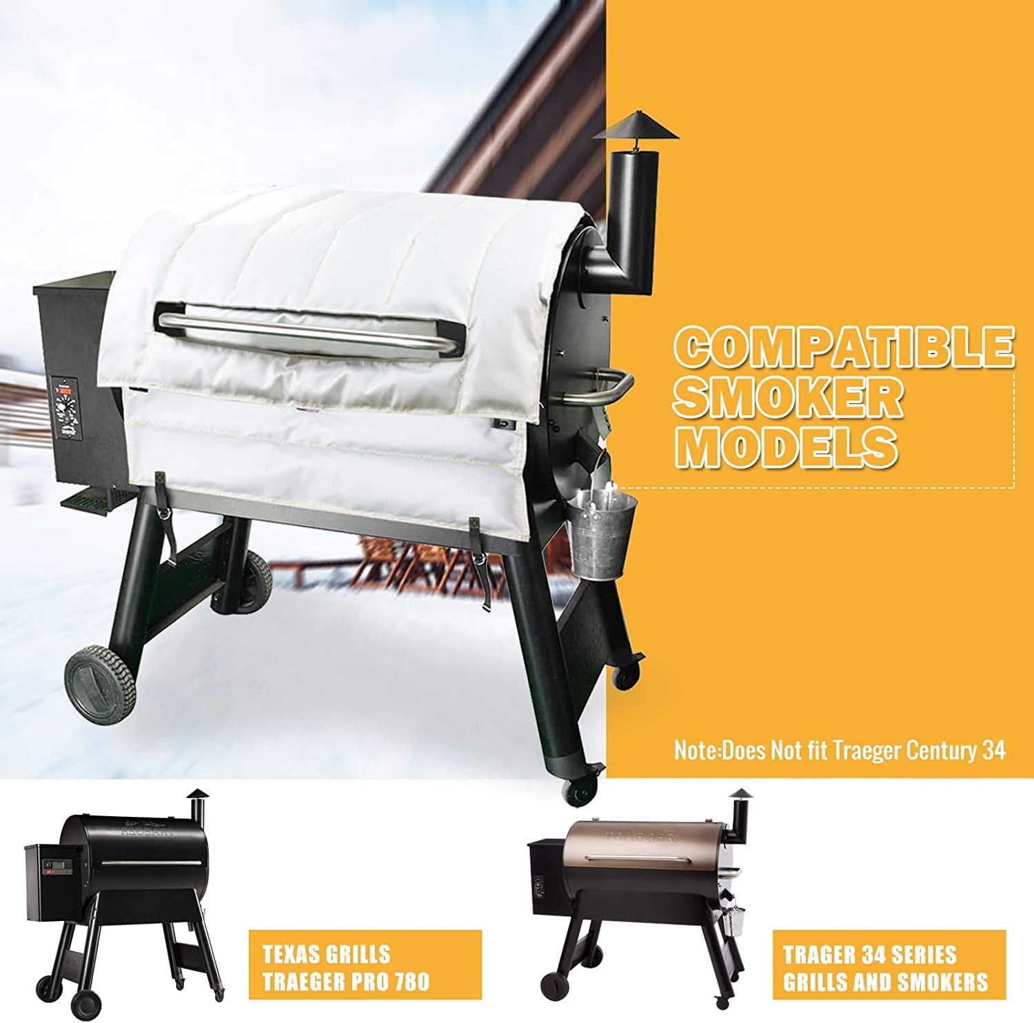 Grill Blanket for Traeger 34, Pro 34 Series and Texas Series, Grill Insulation Blanket Compatible with Traeger BAC 628, Grill Blanket for Saving Pellet, Must Have for Winter Cook - Image 3