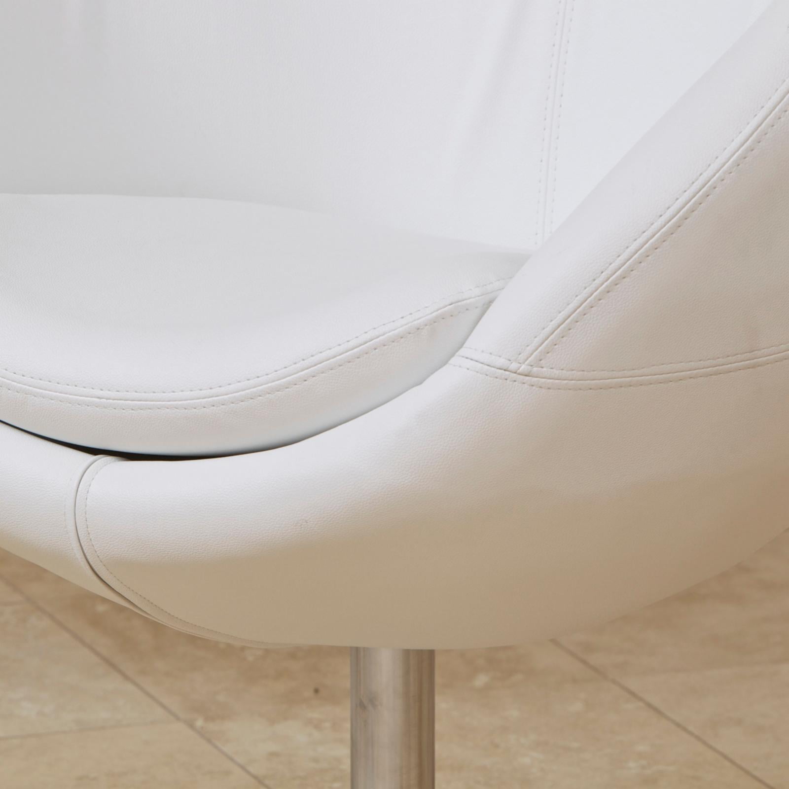 Modern White Leather Roundback Chair - Image 5