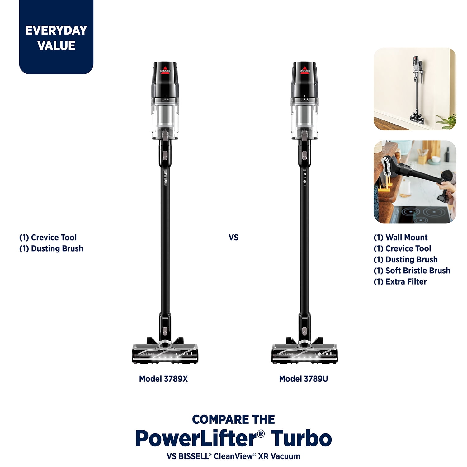 Bissell PowerLifter Lightweight Cordless Vacuum w/ Removable Battery, 35-min runtime, LED Lights, Removable Hand Vac, Black, 3789X - Image 6