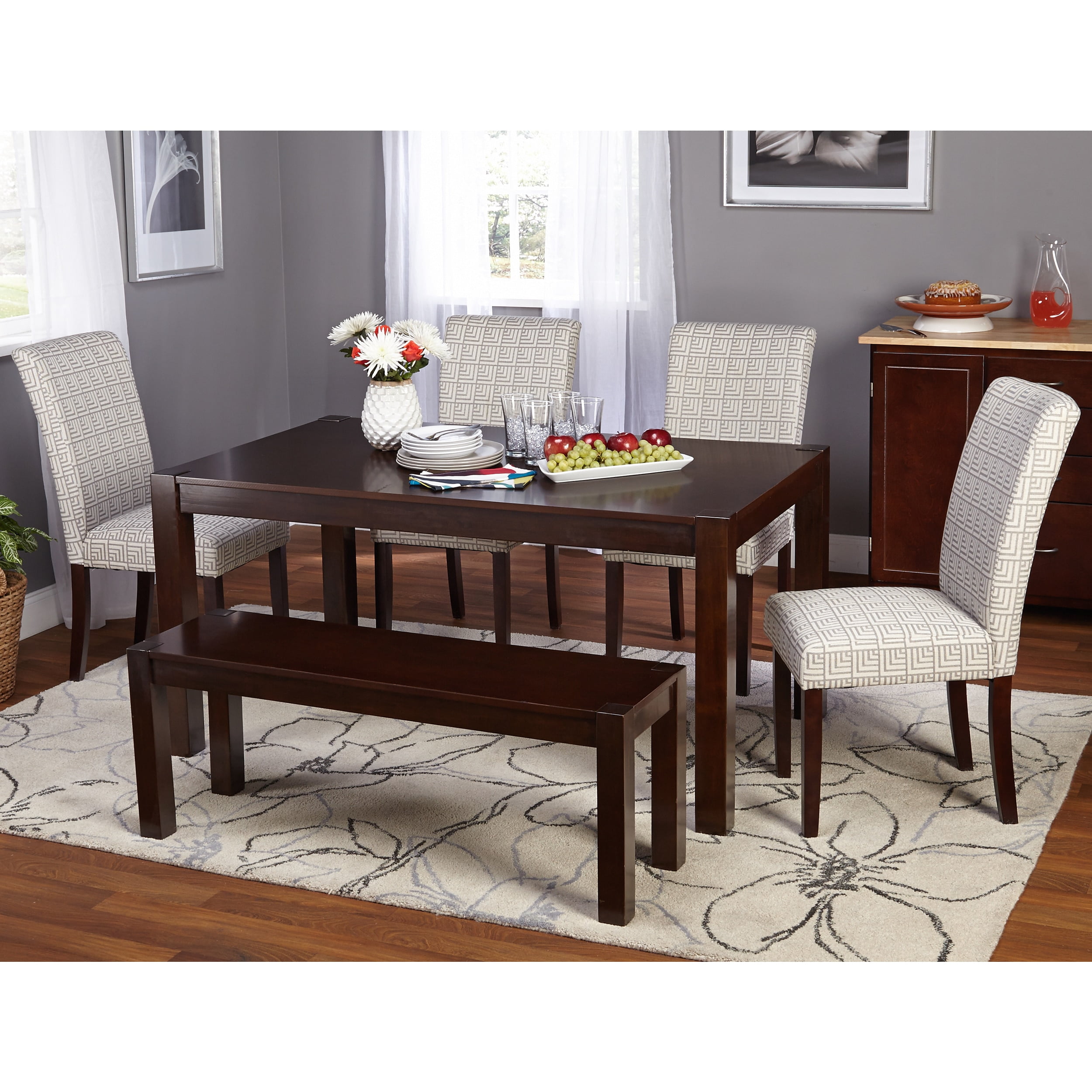 TMS Simple Living Axis Wood Dining Bench, Espresso - Image 5