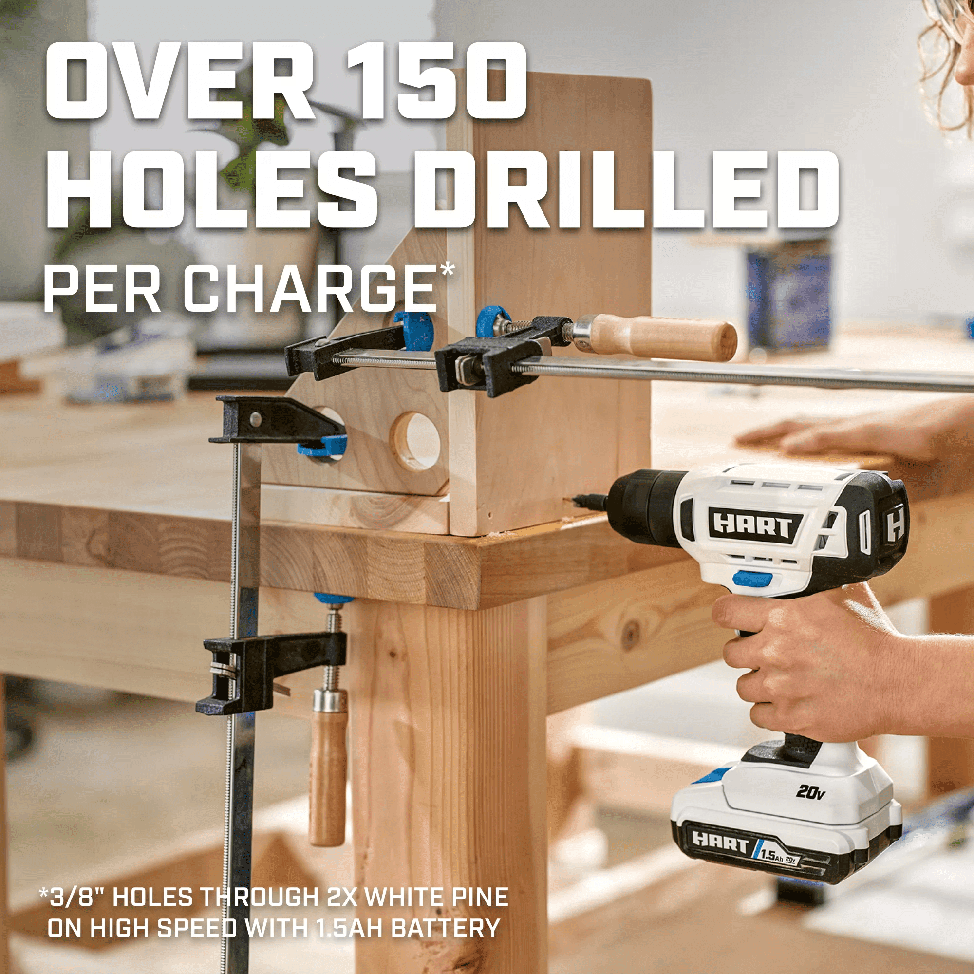 HART 20V 3/8” Drill/Driver Kit with 250 ft-lb Torque, 1.5Ah Lithium-Ion Battery and Charger - Image 8