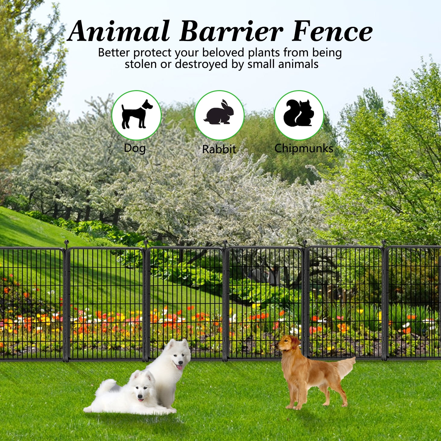 Decorative Garden Metal Fence Black 23ft(L)×40in(H) 10 Panels Wire Rustproof Folding Animal Barrier Border Heavy Duty Iron Landscape Edging Privacy Fencing Patio Flower Bed for Yard Dog Outdoor Fence - Image 5