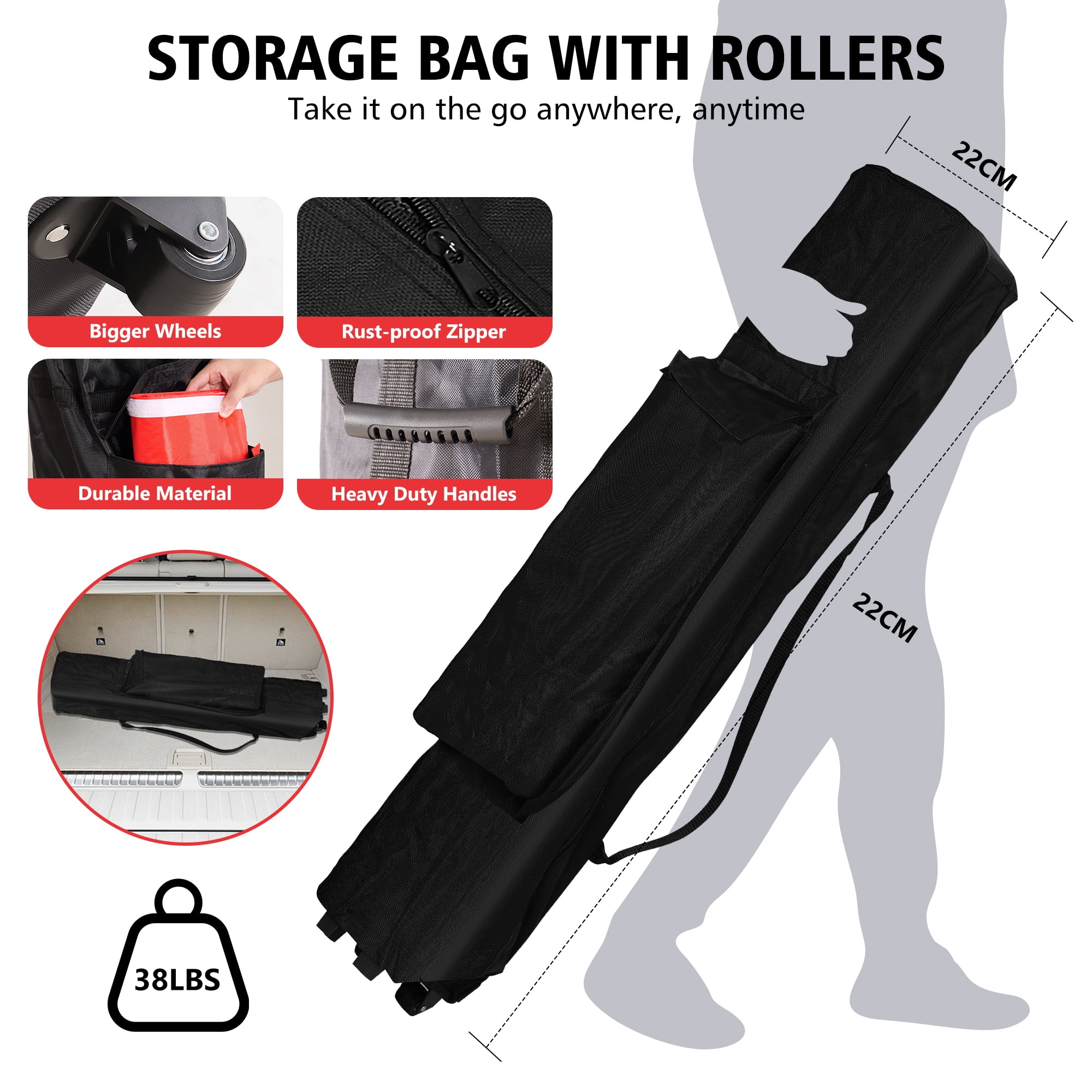 VentuLodge 10x10 Pop-Up Canopy Tent, Commercial Grade Heavy Duty Canopy with Striped Top and Sidewalls, Red - Image 7