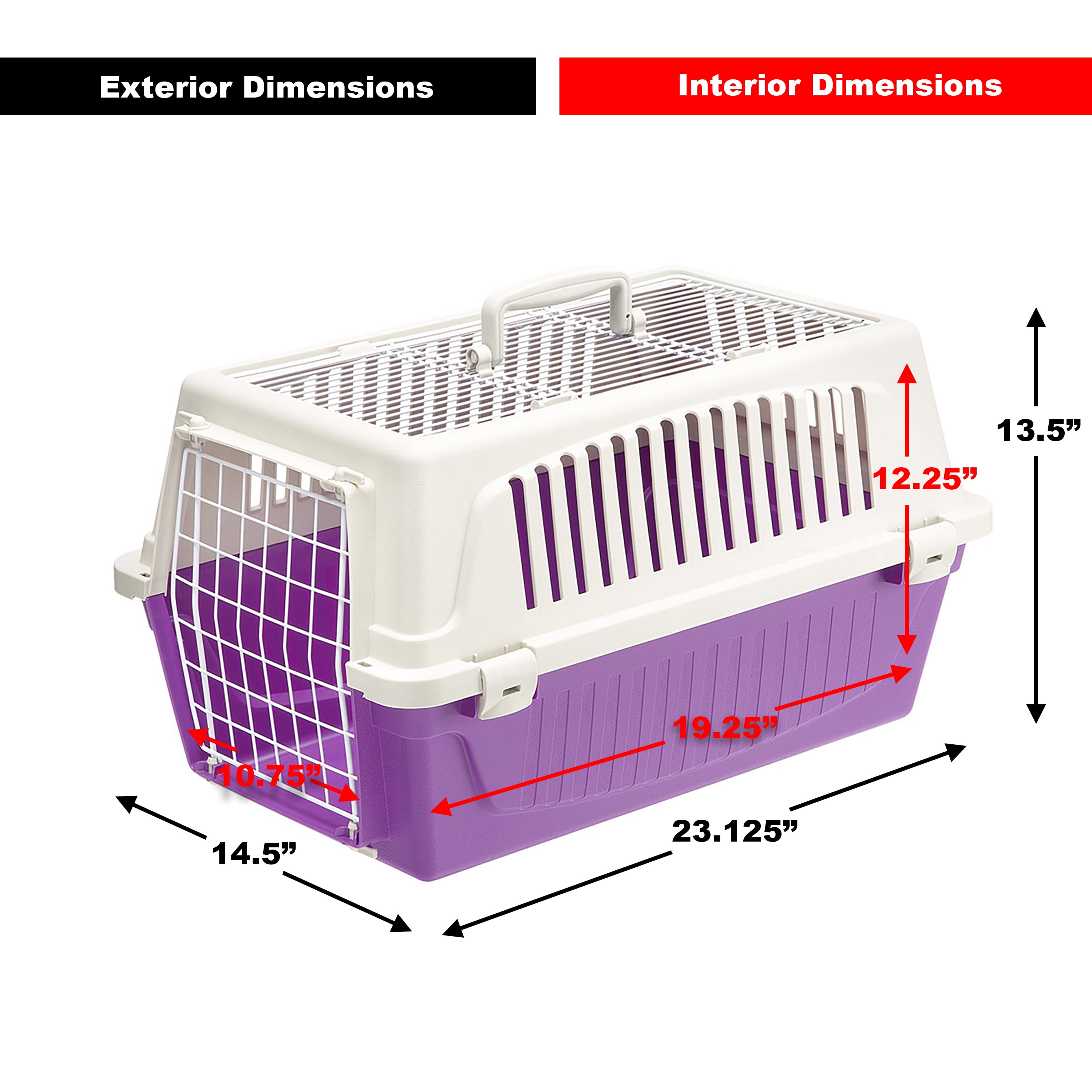 Ferplast ATLAS Two Door Top Load Plastic Kennel Carrier, For Small Cat or Dog, Purple 22 inch - Image 2