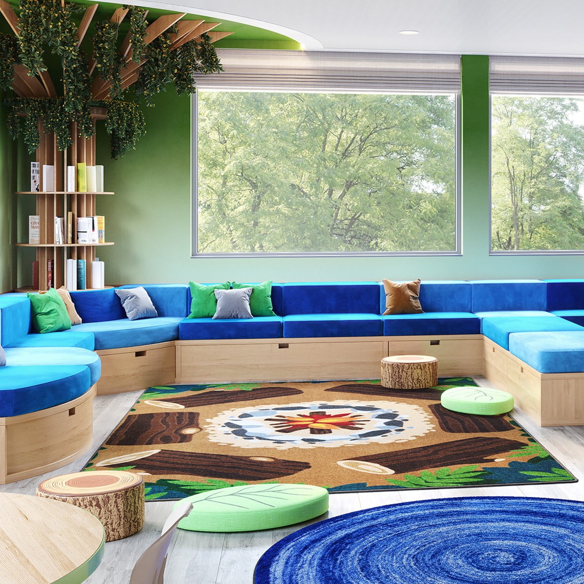 Joy Carpets Kid Essentials Campfire Fun 5'4" x 7'8" Indoor Area Rug in Color Multi - Image 9