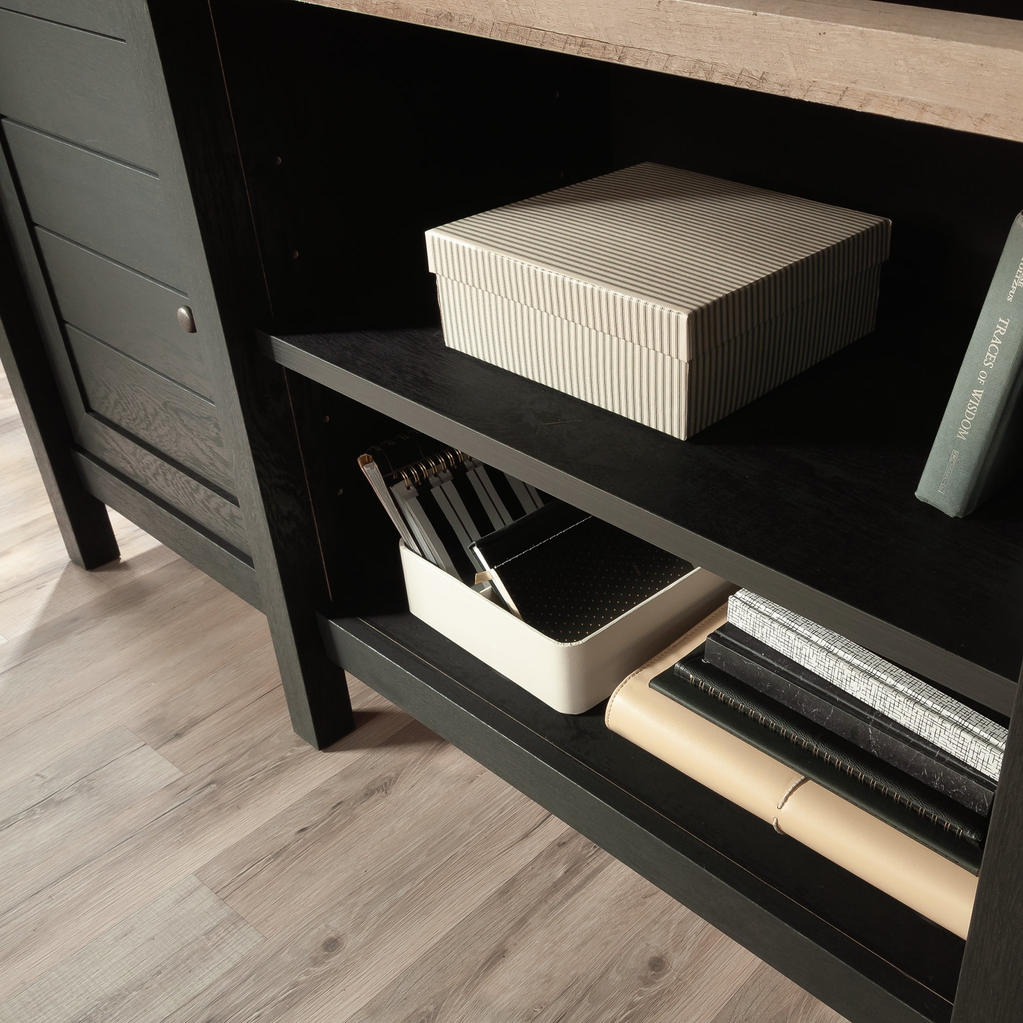 Sauder Cottage Road TV Credenza with Doors for TV's up to 65", Raven Oak Finish - Image 11