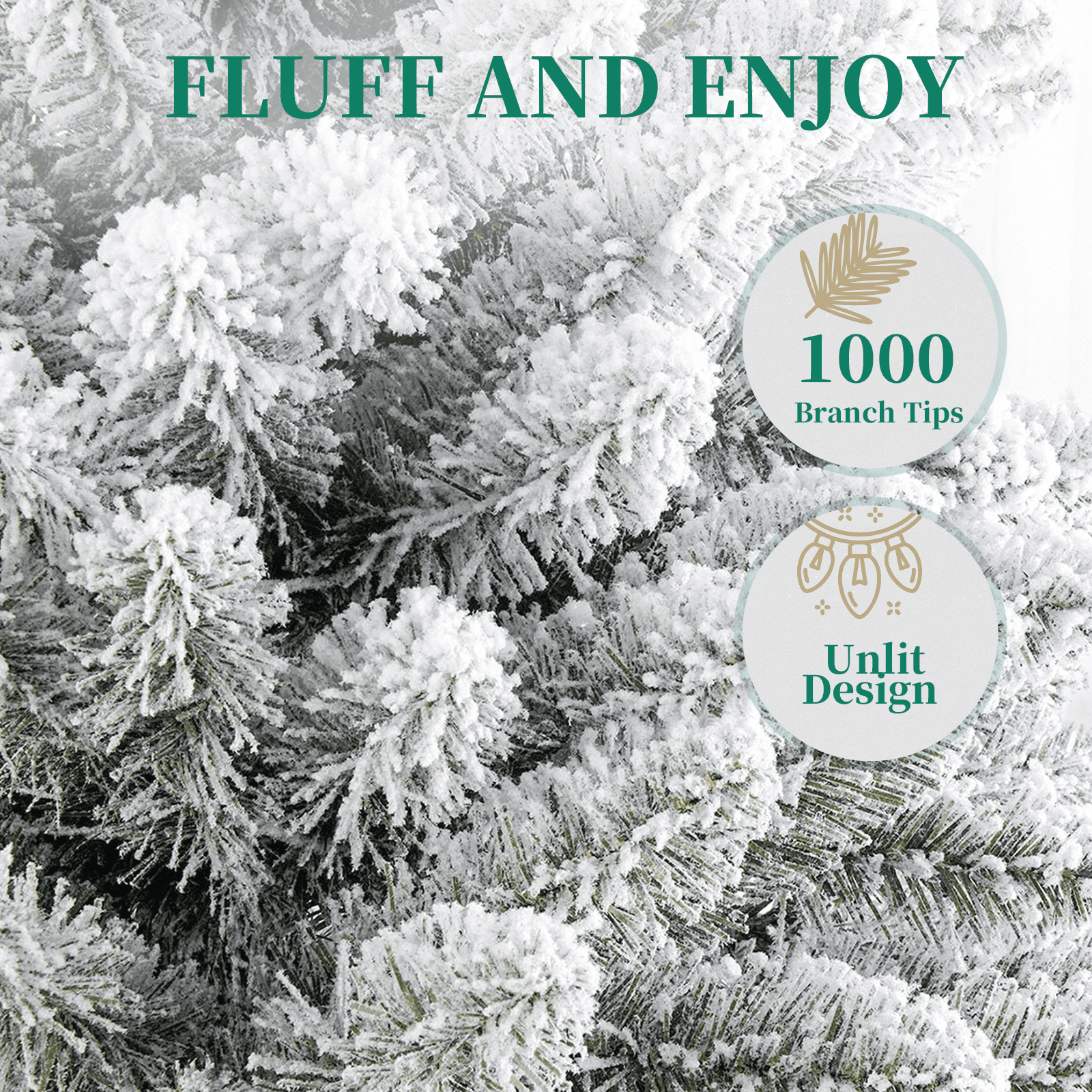 SUGIFT 6ft Snow Flocked Christmas Tree Unlit Holiday Decor - Image 2