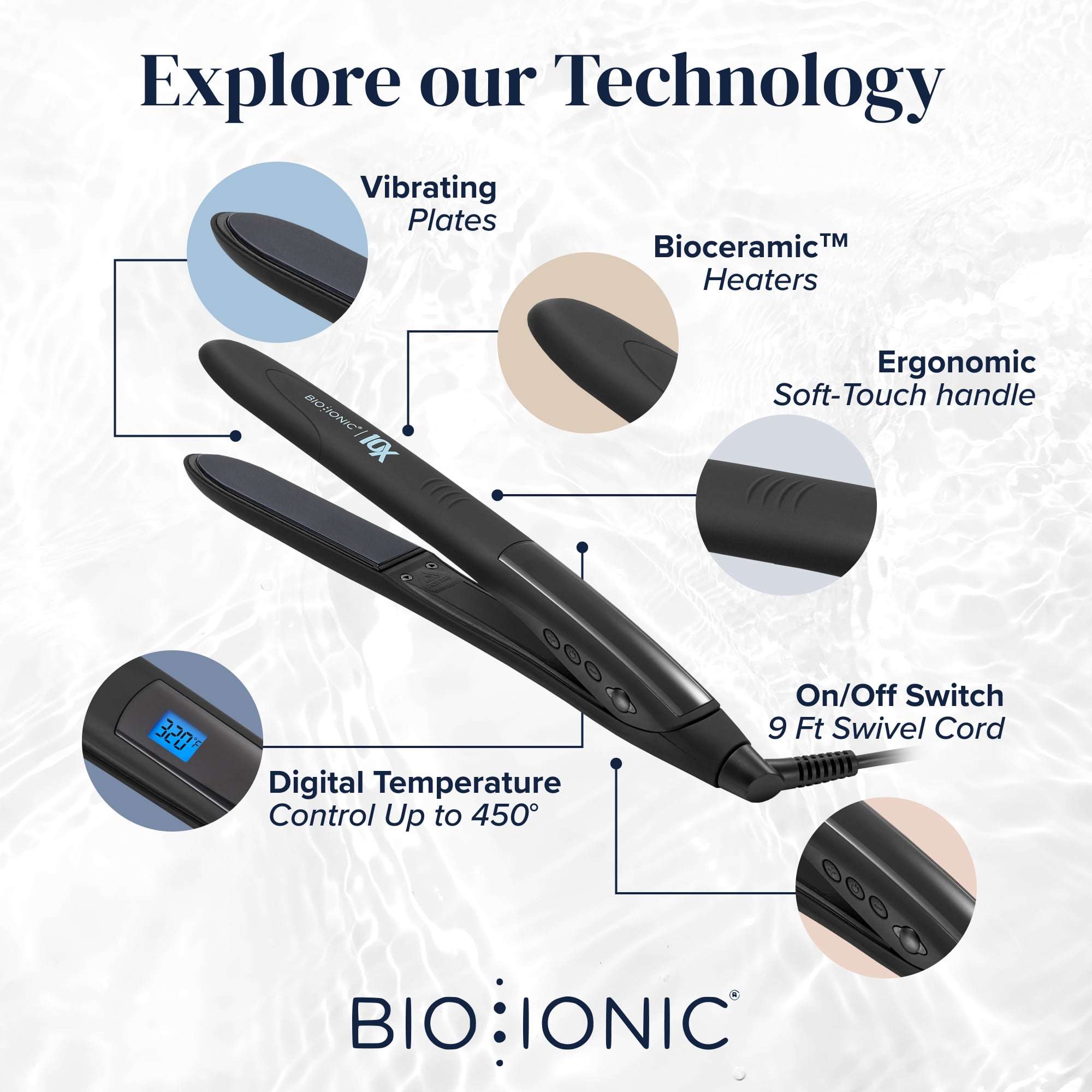 Bio Ionic 10X Styling Flat Iron, 1" Hair Straightener with Sonic Vibrating Plates, Ceramic Flat Iron - Image 3